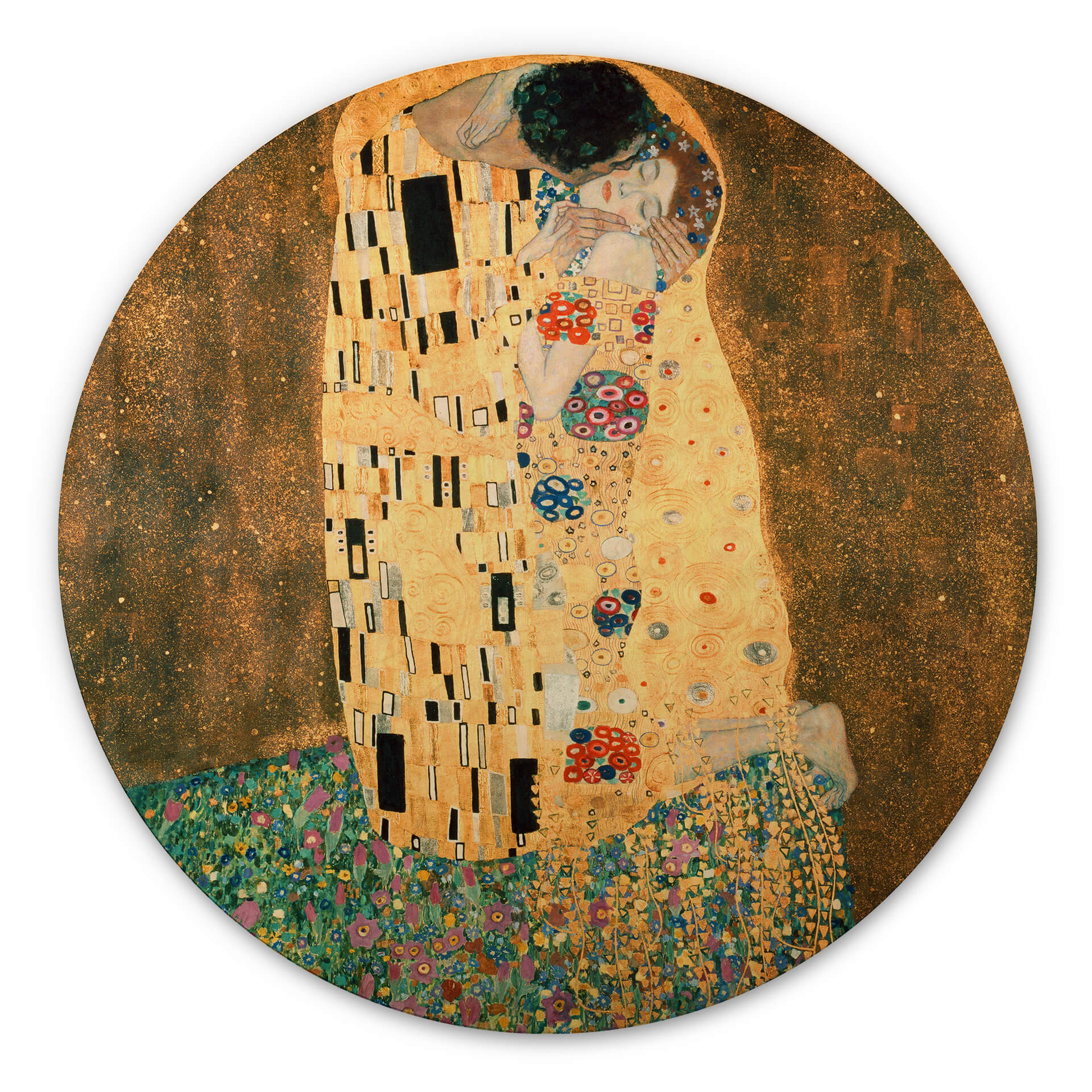 Obraz drewniany Klimt - Pocałunek - okrągły