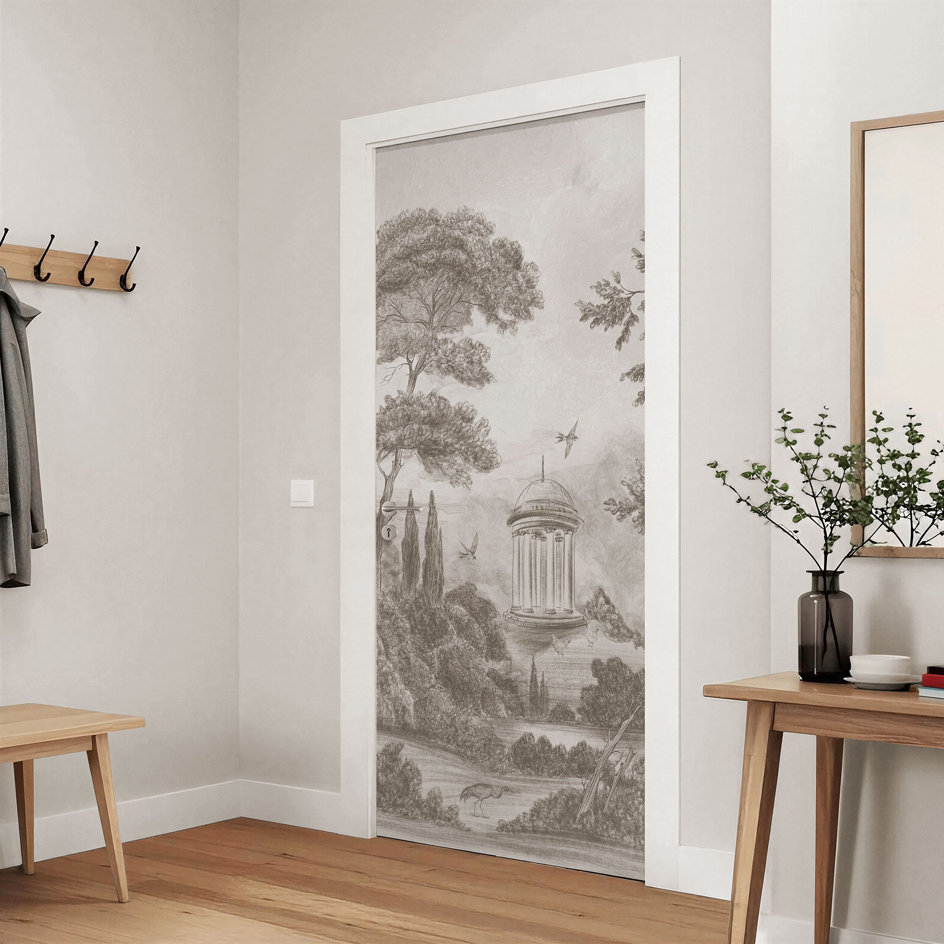 Deur folielandschap met tuinlandschap in beige - Ms Tiff