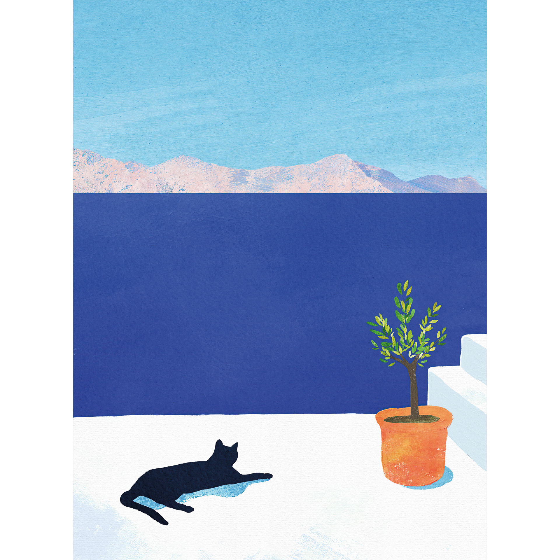 Fotobehang Siësta met kat aan zee - Rivers