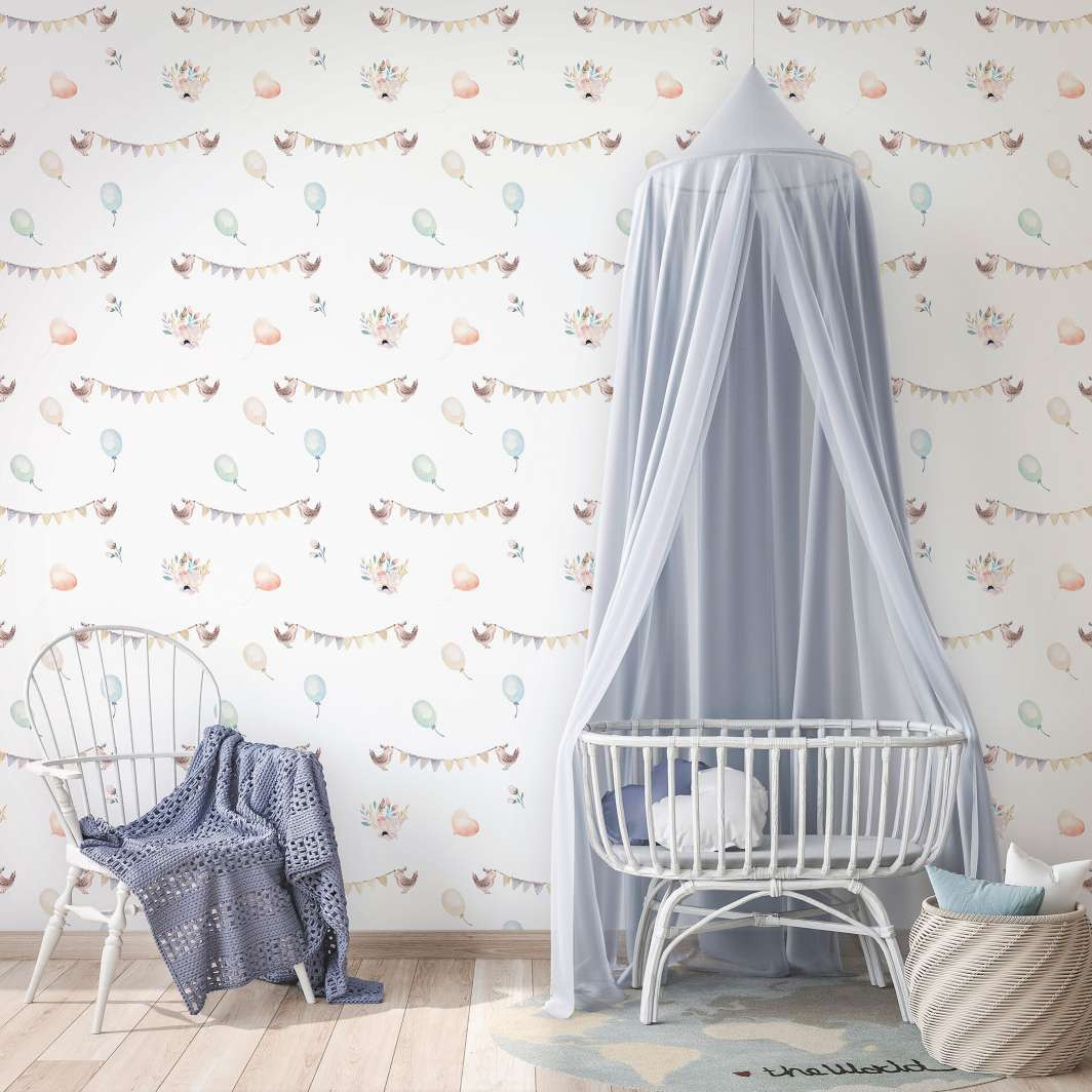 kinderbehang, vliesbehang met illustratie Kids Walls wit, kleurrijk