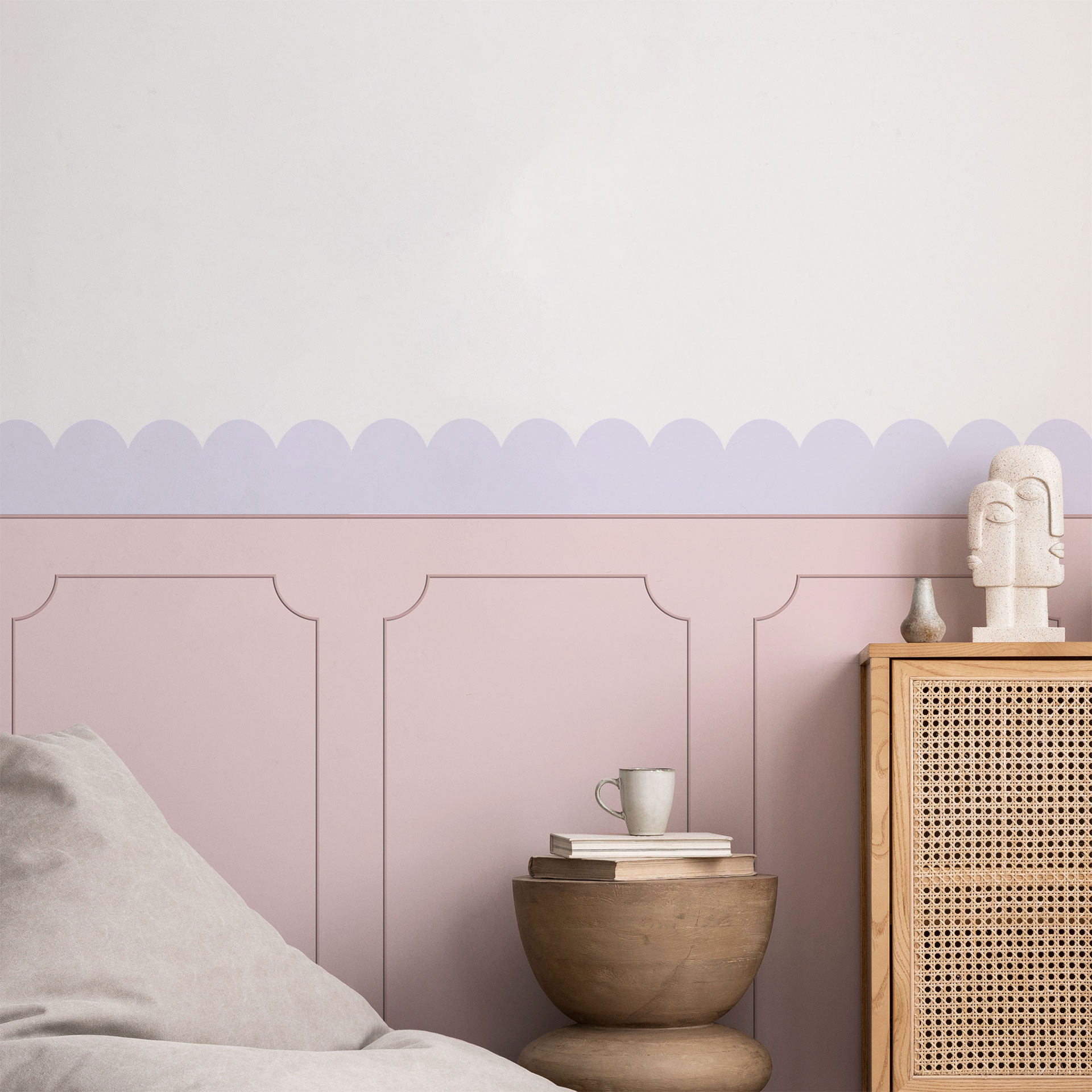 Wallsticker bølgebort lilla-pastel