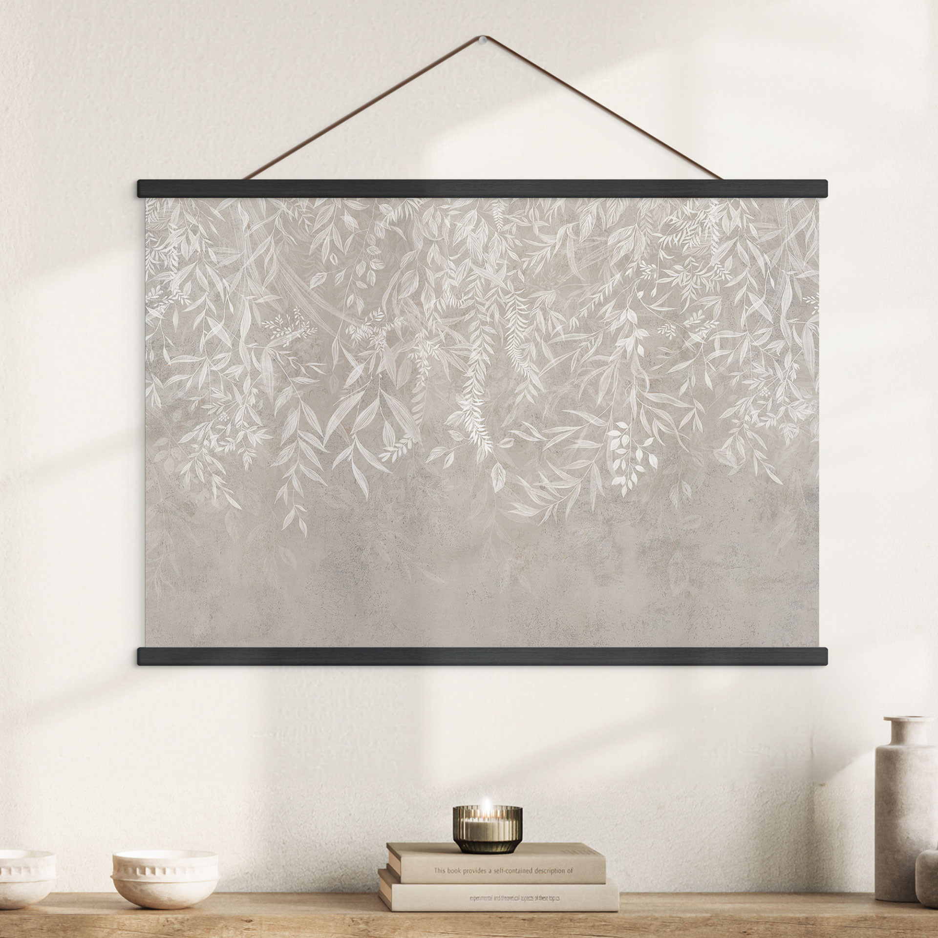 Textielposter Elegante wilgentakken in beige - Ms Tiff
