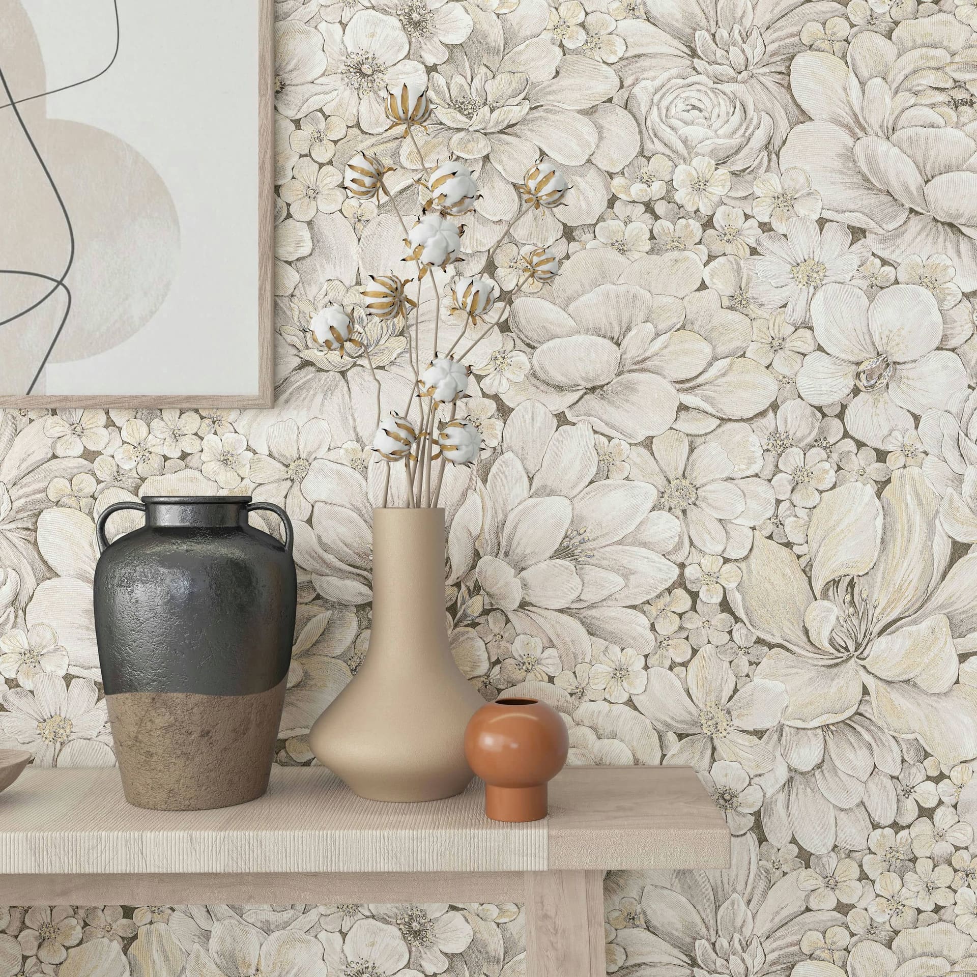vliesbehang grijs gebloemd voor woonkamer slaapkamer behang marburg