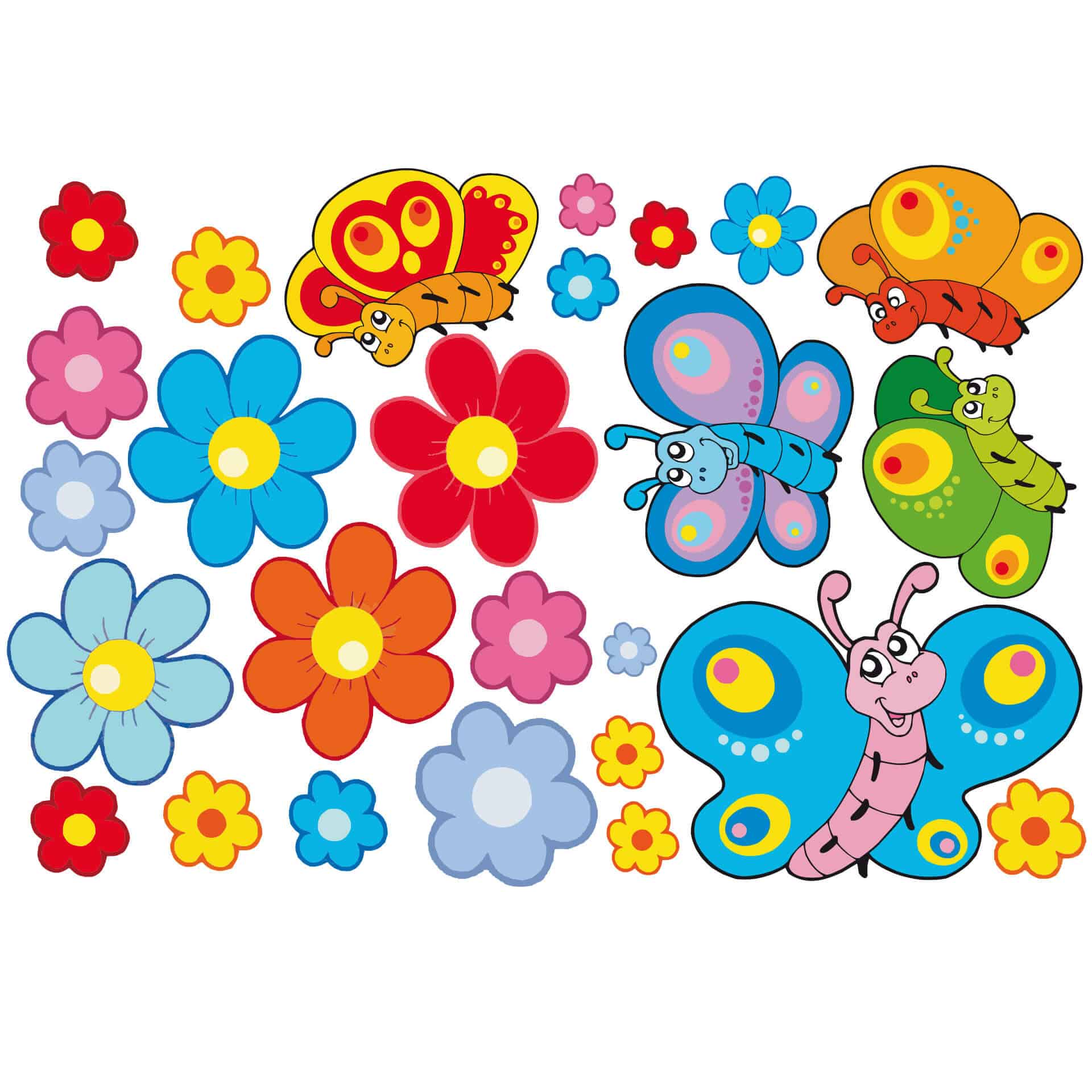 Wandtattoo Butterfly Blüten Set