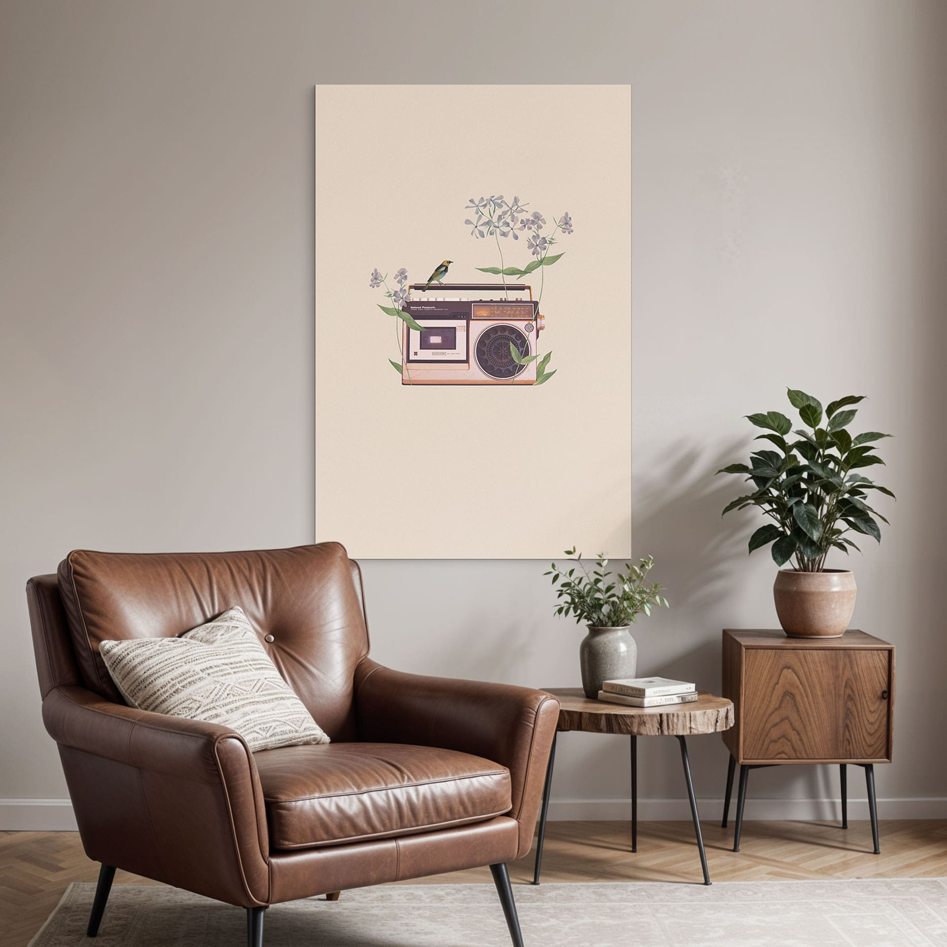 Wandbild Retro Radio floral - Frida Floral Studio - Alu-Dibond