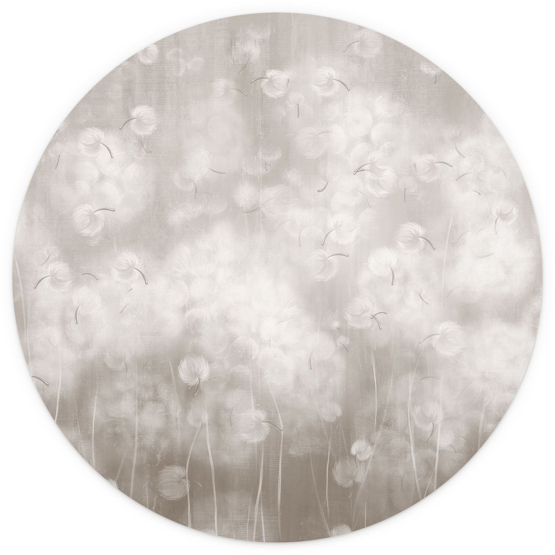 Bloemen Fotobehang dandelions dream in beige - Ms Tiff - rond - zelfklevend/niet-geweven