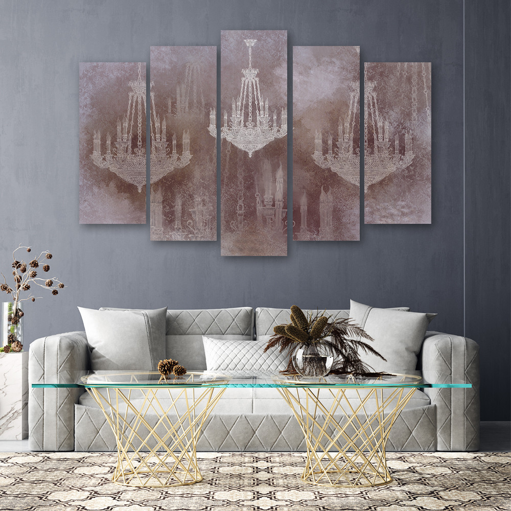Canvas print 5 dele, lysekrone