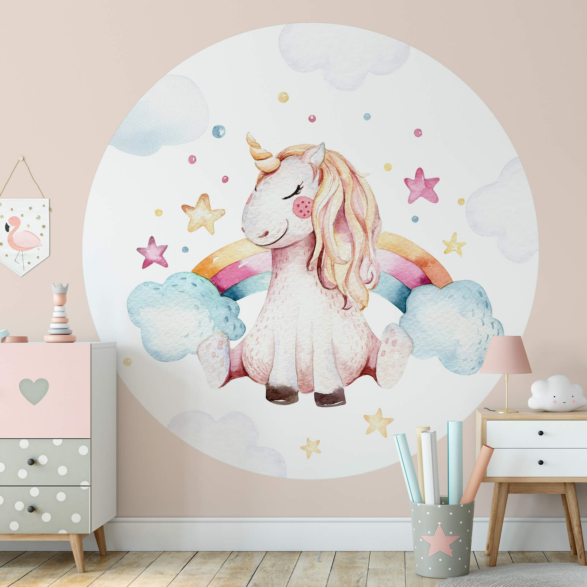 Behangcirkel Kvilis - Unicorn Dreams - vliesbehang/zelfklevend vliesbehang