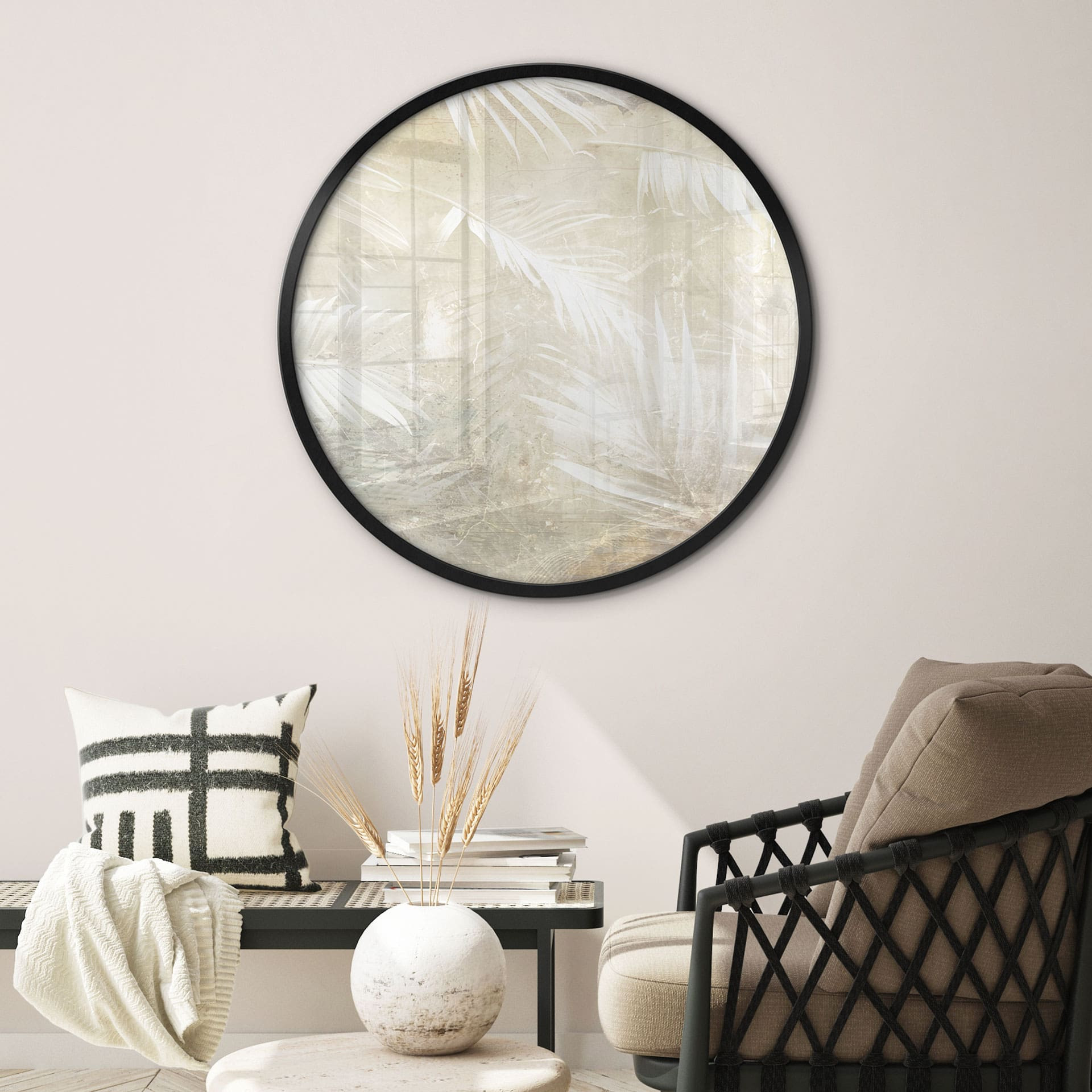 Poster Feuilles de palmier blanches abstraites - Kulik