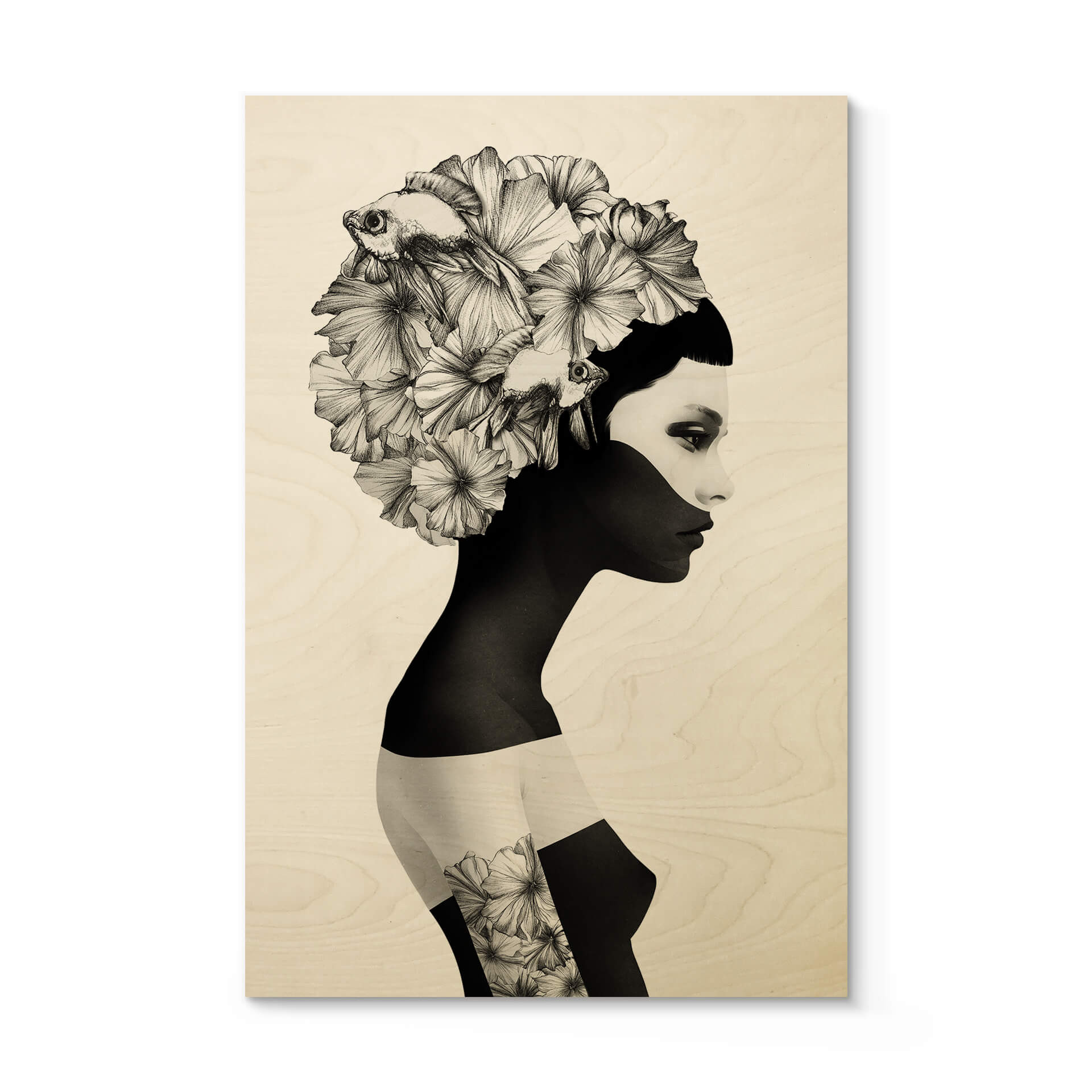 Plakat drewniany Irlandia - Marianna - Kwiaty hibiskusa