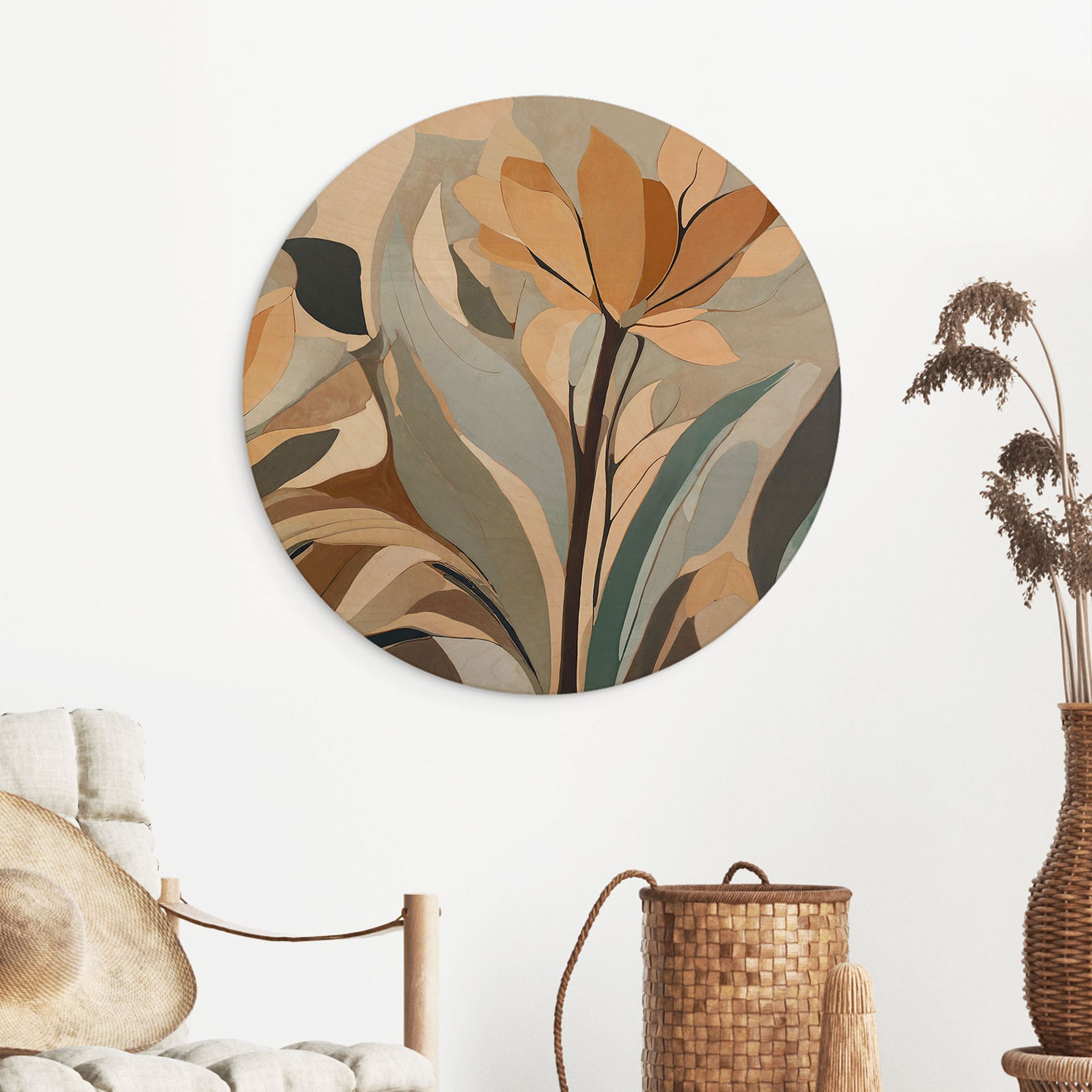 Tableau en Bois Emil's Bloom - Fleurs Abstraites - Sir Edward x Grigory Gladarev - Rond