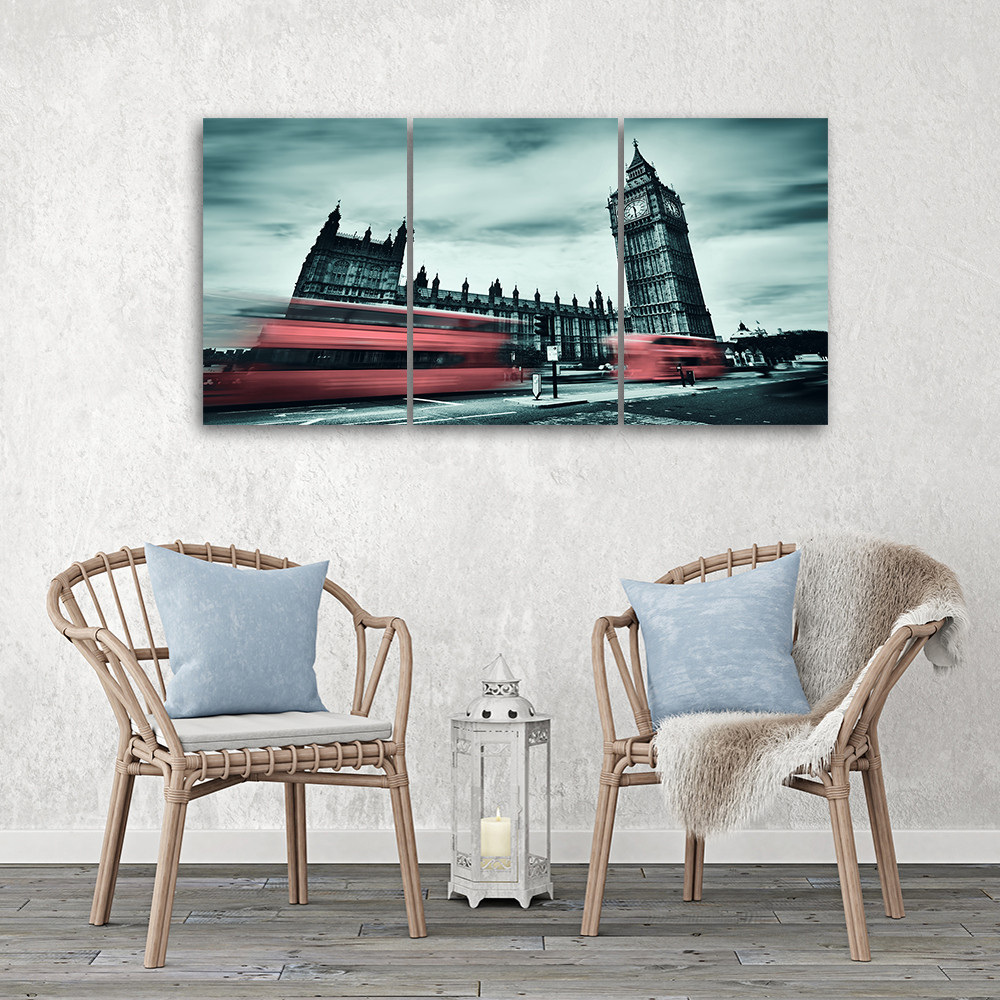 3 stykke lærredstryk, London Bus Big Ben