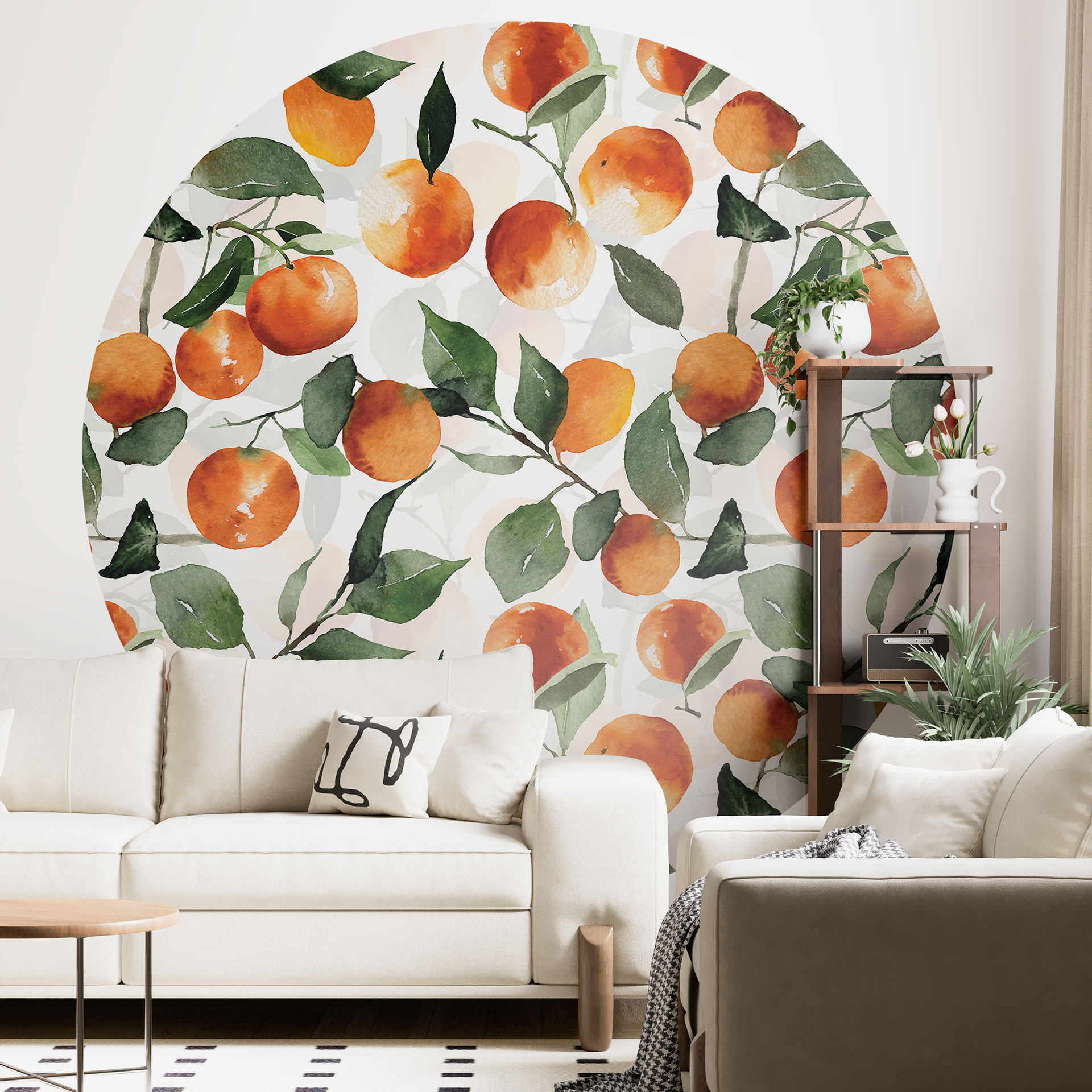 Behangcirkel Fruitige mandarijnen - UN Designs - vliesbehang/zelfklevend vliesbehang