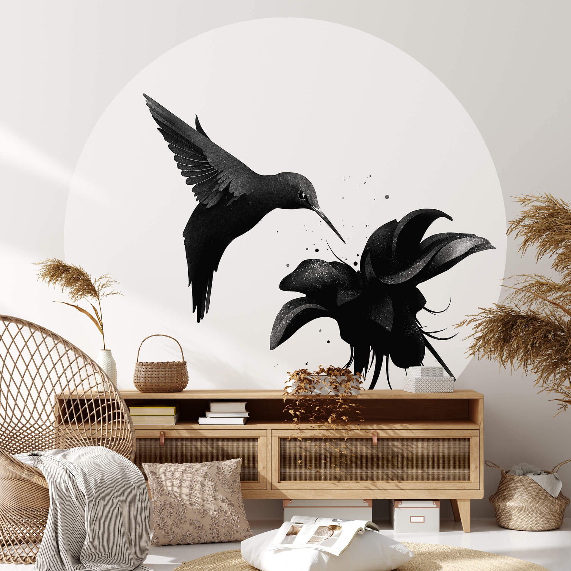 Behangcirkel Ireland - Hummingbirds - vliesbehang/zelfklevend vliesbehang