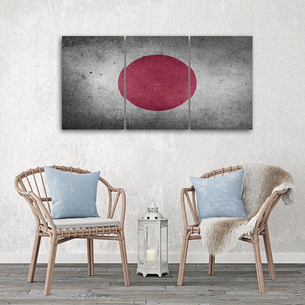 3 stykke lærredstryk, Japans flag
