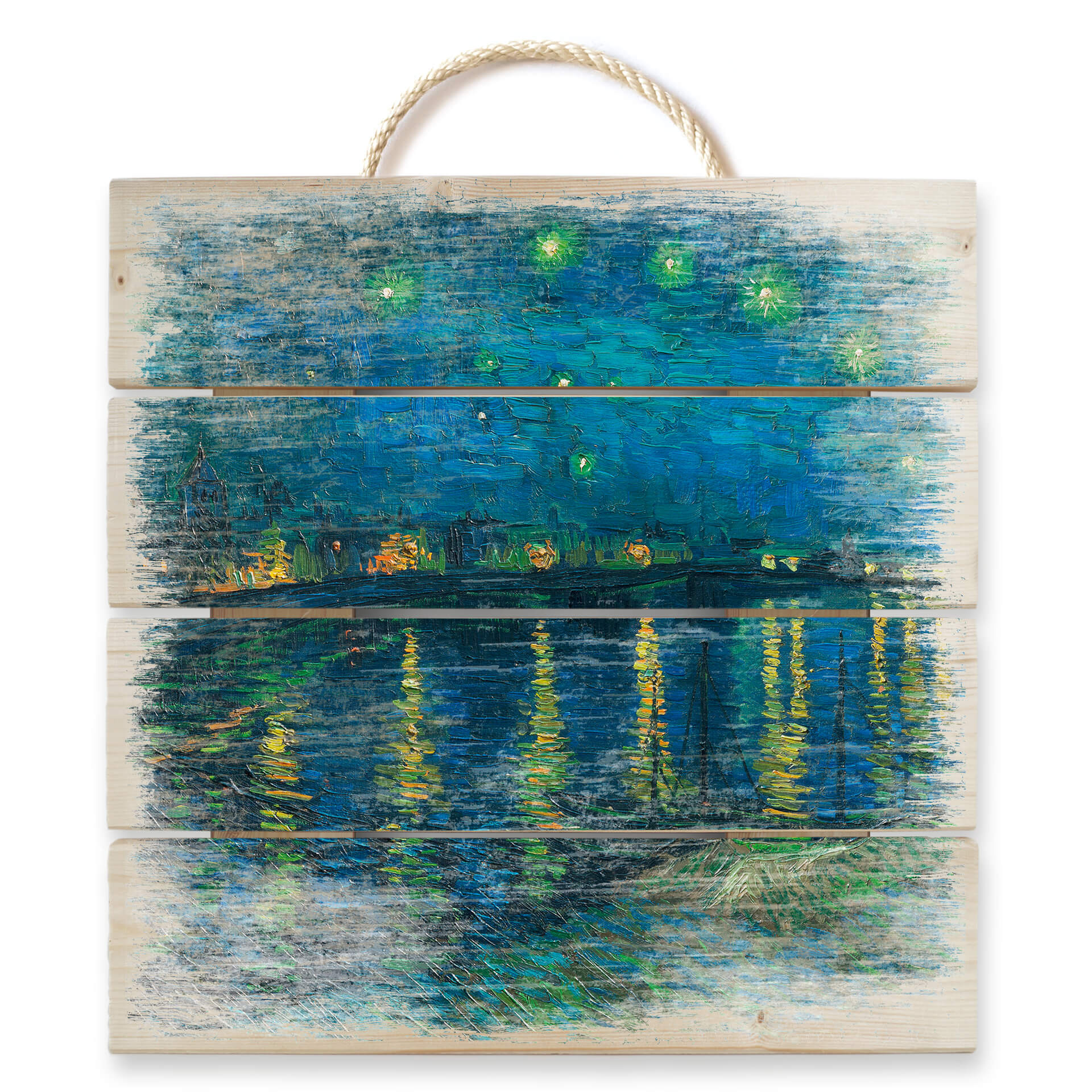 Obraz drewniany van Gogh - Gwiaździsta noc 1888 - 40x41,5 cm