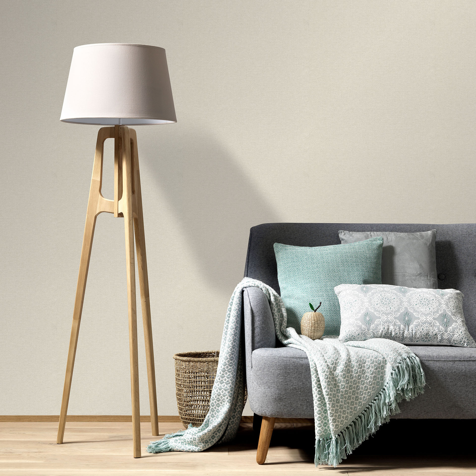 Vliesbehang, uni behang Secret Garden licht taupe