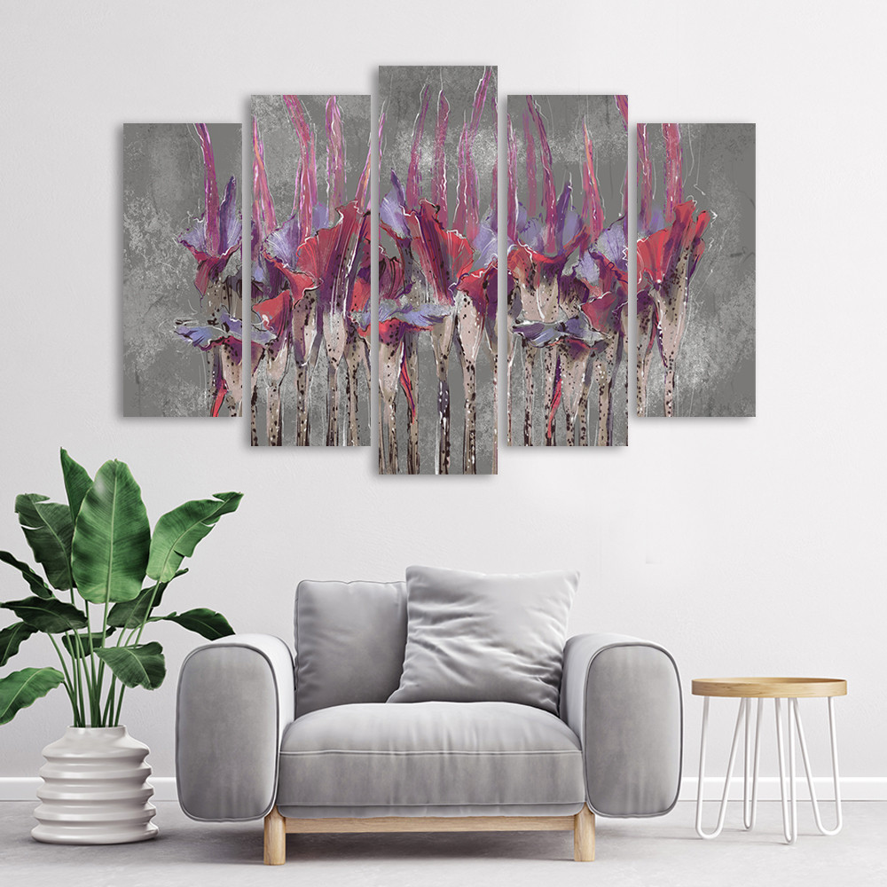 Lærred print 5 dele, planter blomster Simnitło