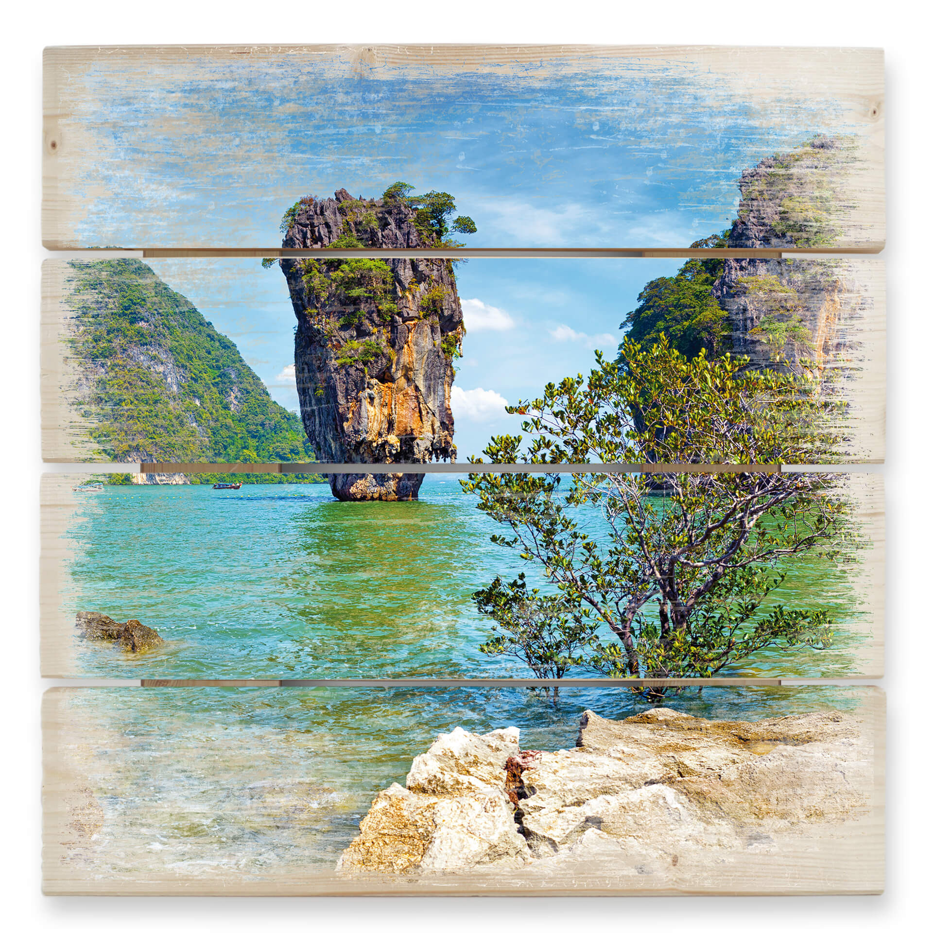Obraz drewniany Wyspa Khao Ta-Pu - 40x41,5 cm