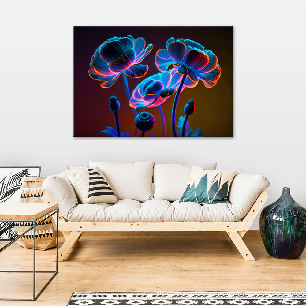 Canvasbillede, neonblomster i naturen