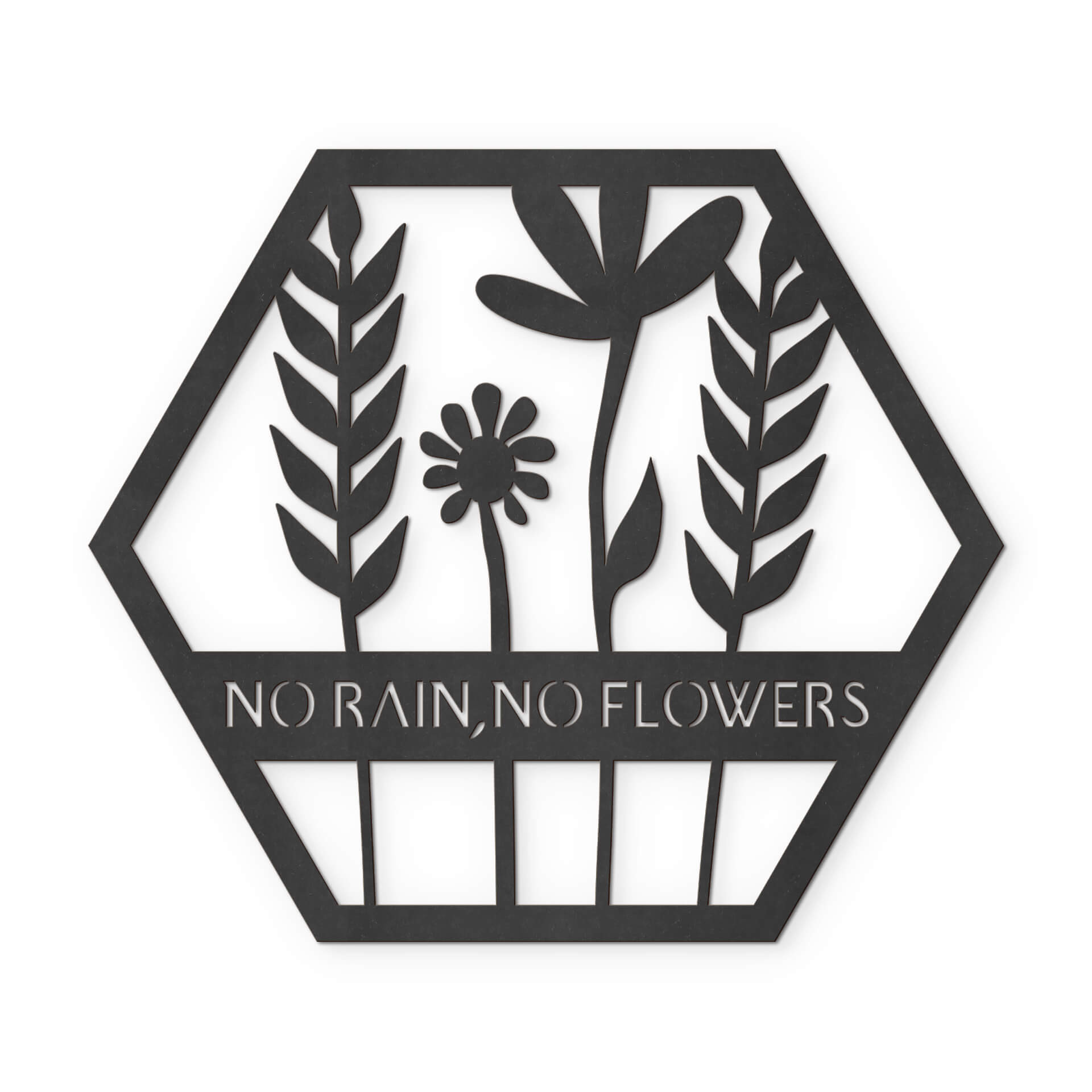 MDF - Dekoracja drewniana - Kwiaty w sześciokącie - No Rain No Flowers