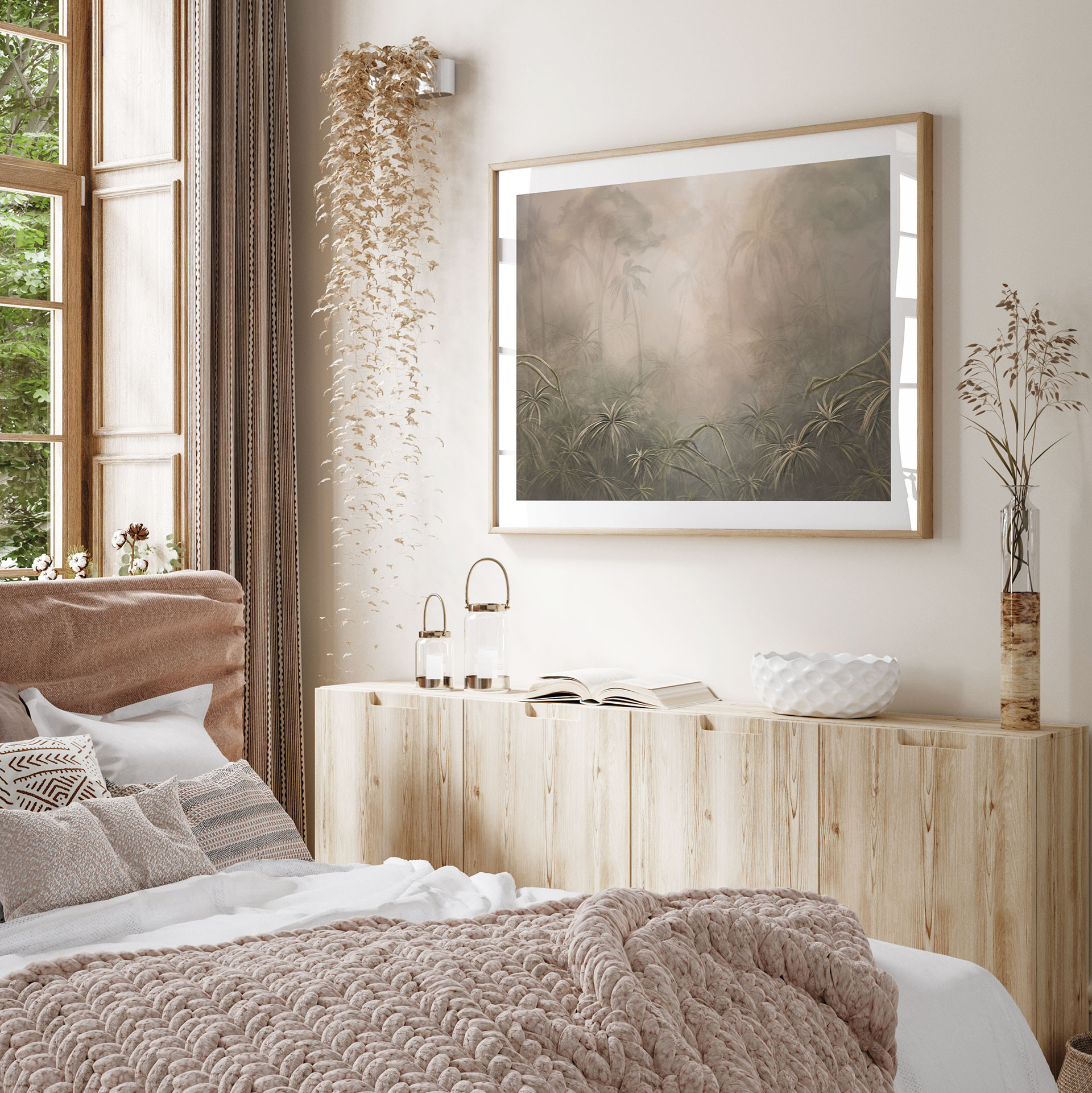 Poster Mystiek regenwoud in de mist - Ms Tiff