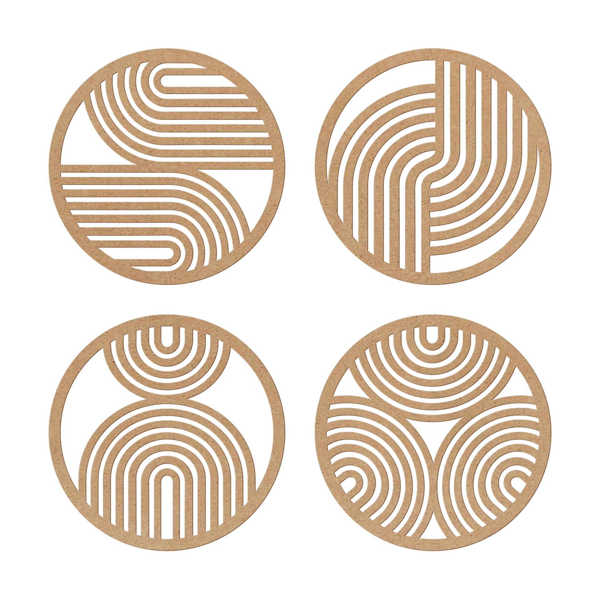 Dekoracja MDF Boho rainbow - okrągła geometryczna sztuka (zestaw 4) - natura