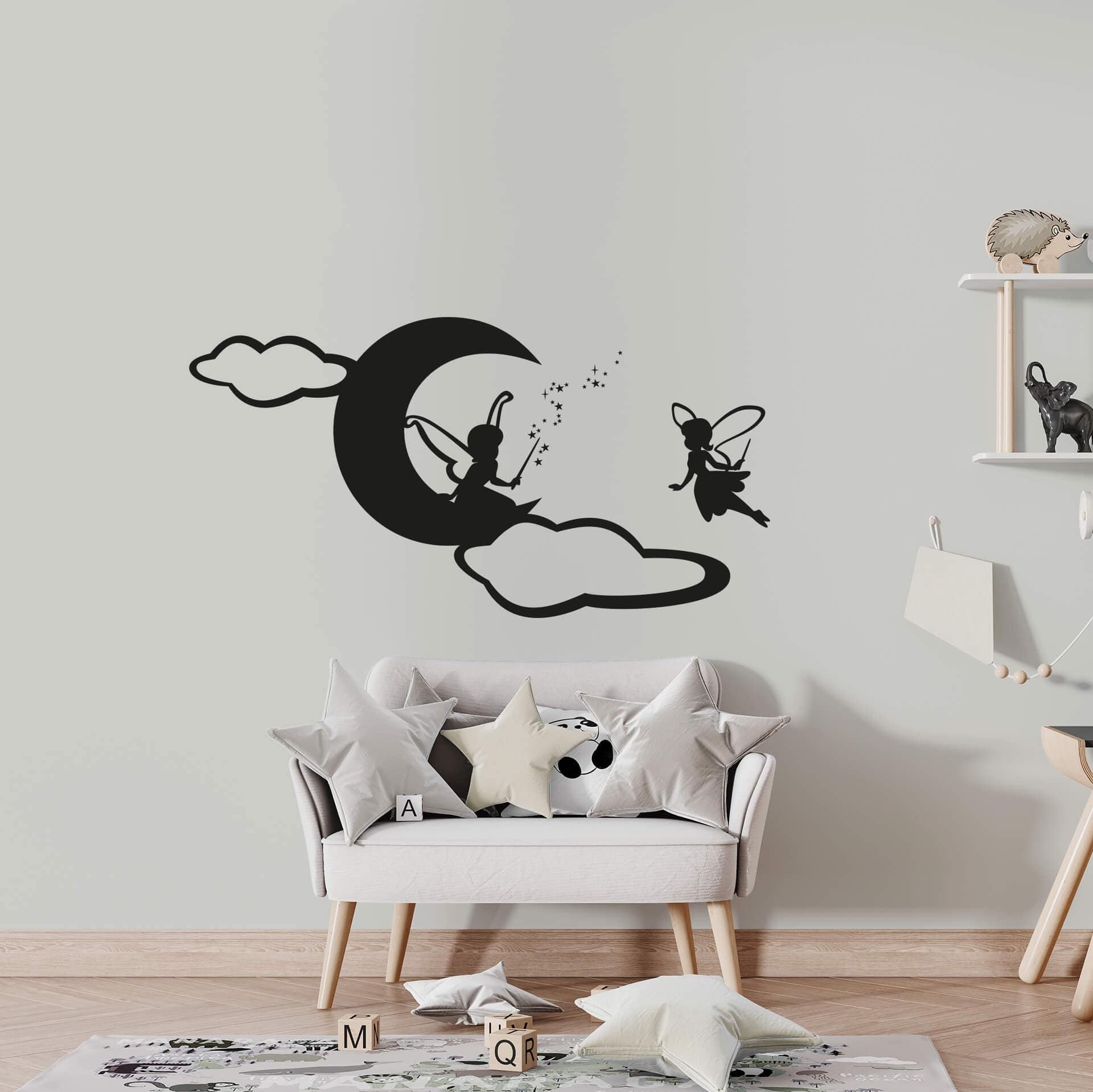 Wandtattoo Feen auf dem Mond