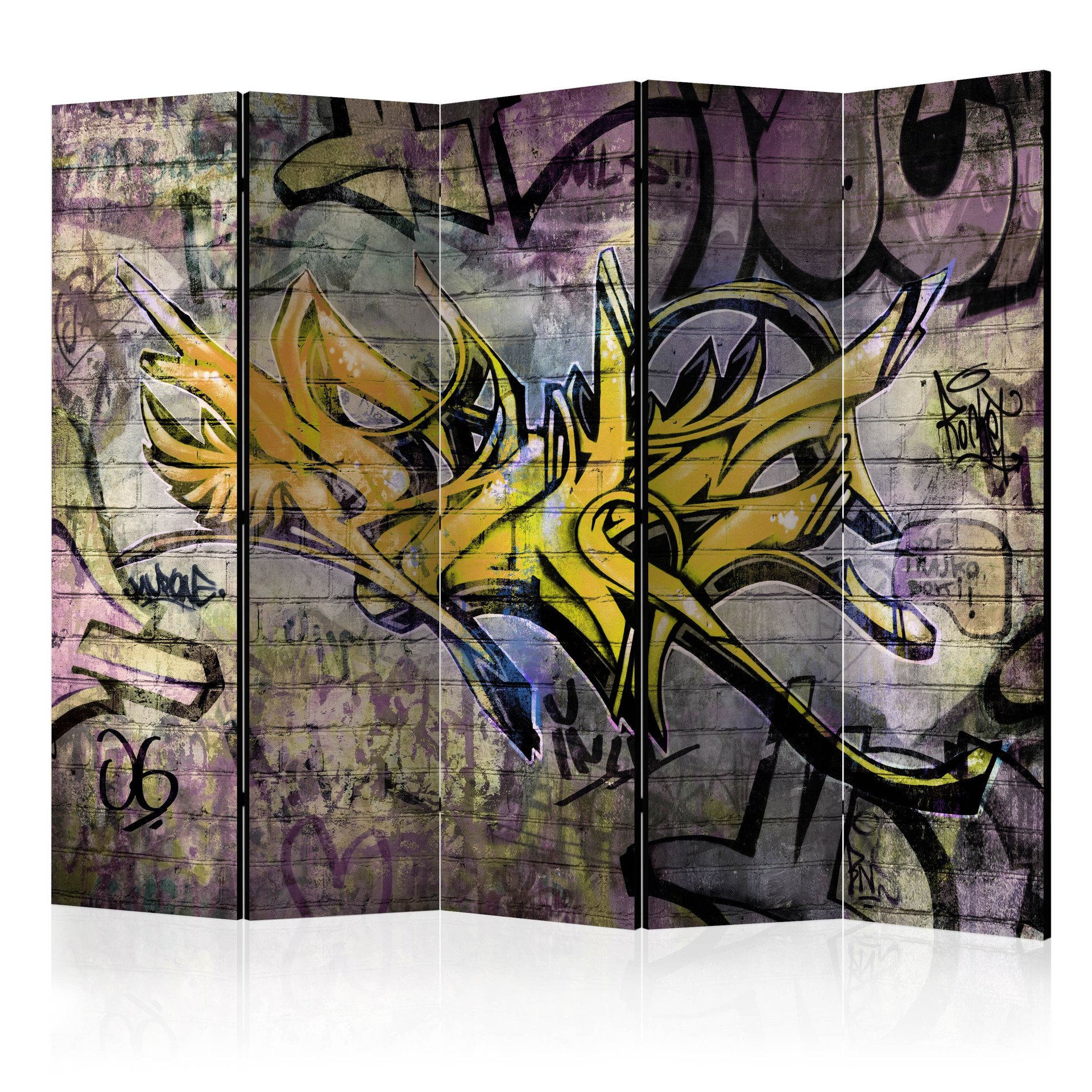 Skærm til rumdeling - Graffiti - Mural Expression , 5-delt - 225x172 cm