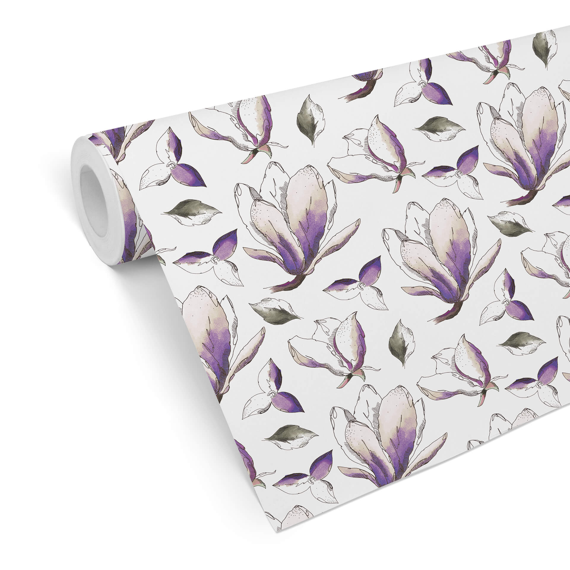 Patroonbehang – Illustrated Flowers – paars