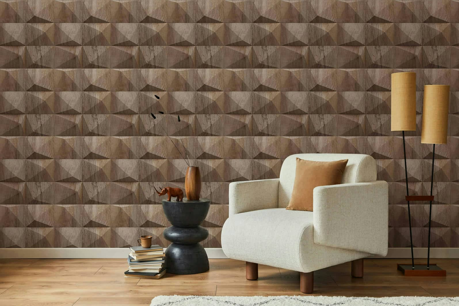 vliesbehang beige bruin hout optiek voor woonkamer slaapkamer kantoor marburg behang