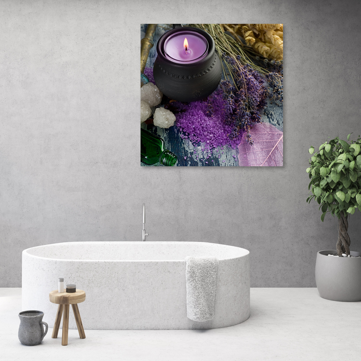 Canvasbillede, Violet Zen Spa Candle
