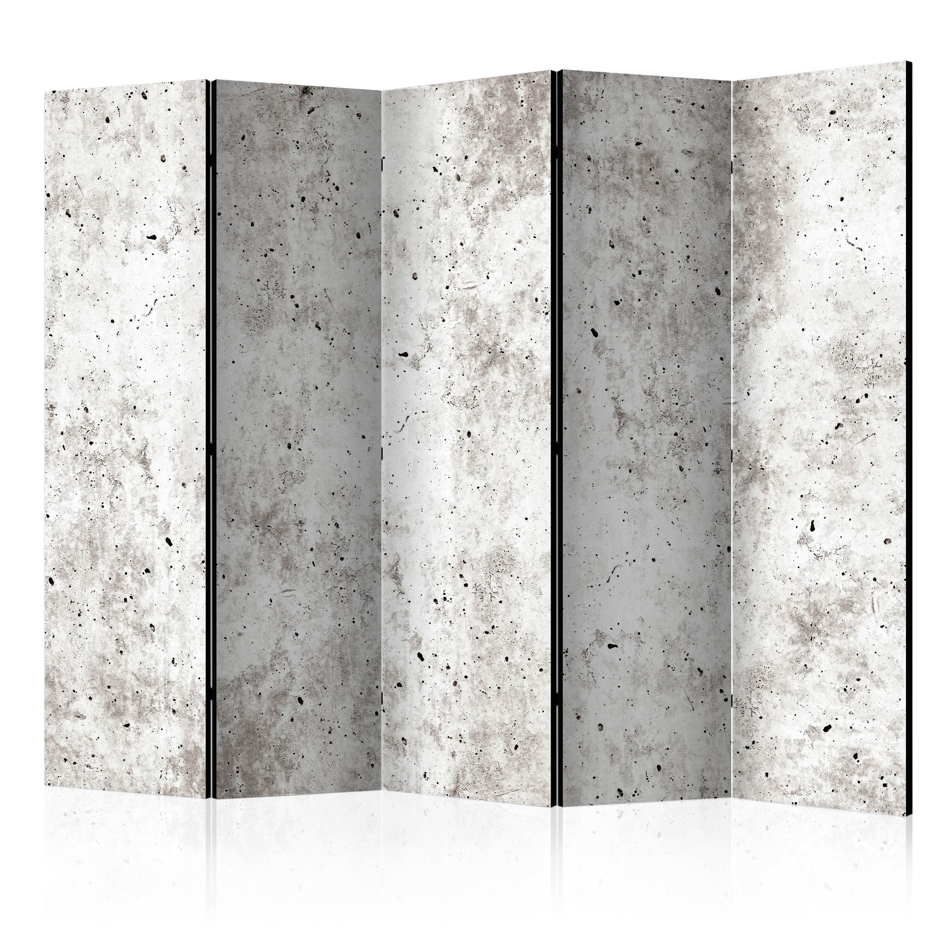 Skærmrumdeler - Urban stil: Beton, 5-delt - 225x172 cm