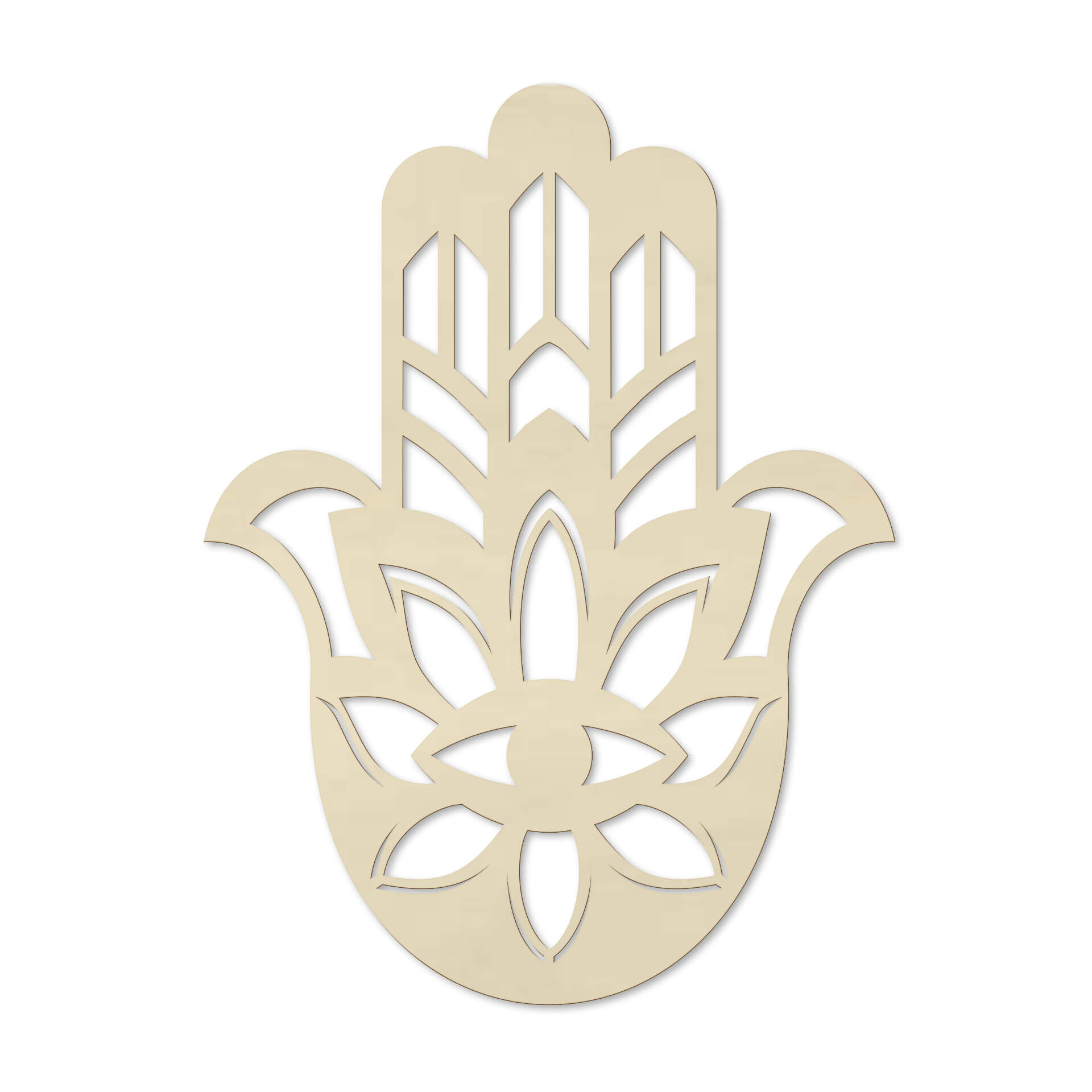Dekoracja drewniana z topoli - Ręka Yoga Hamsa