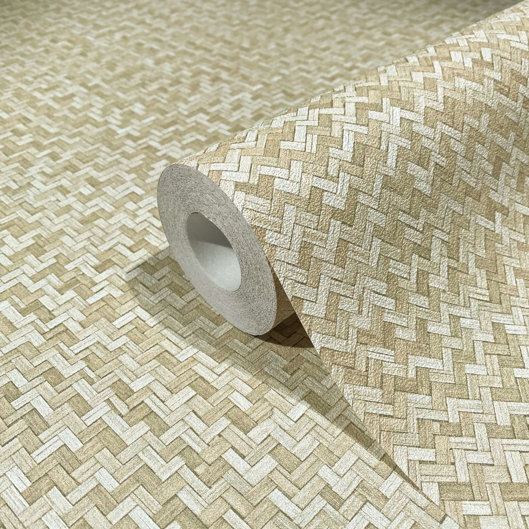 grafisch behang, vliesbehang Flora beige