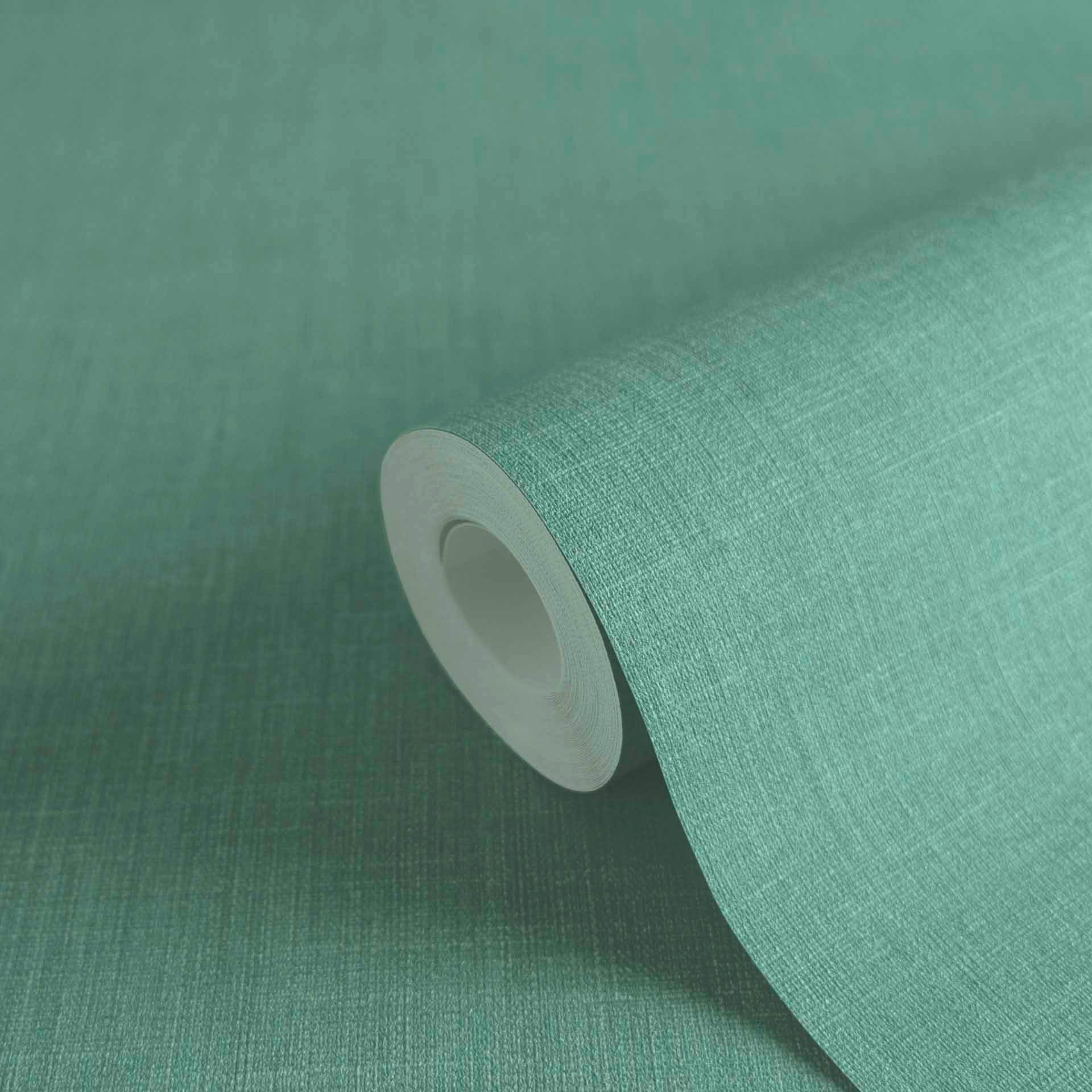 Vliesbehang met structuur in turquoise met een fijne linnenlook - voor moderne woonruimtes