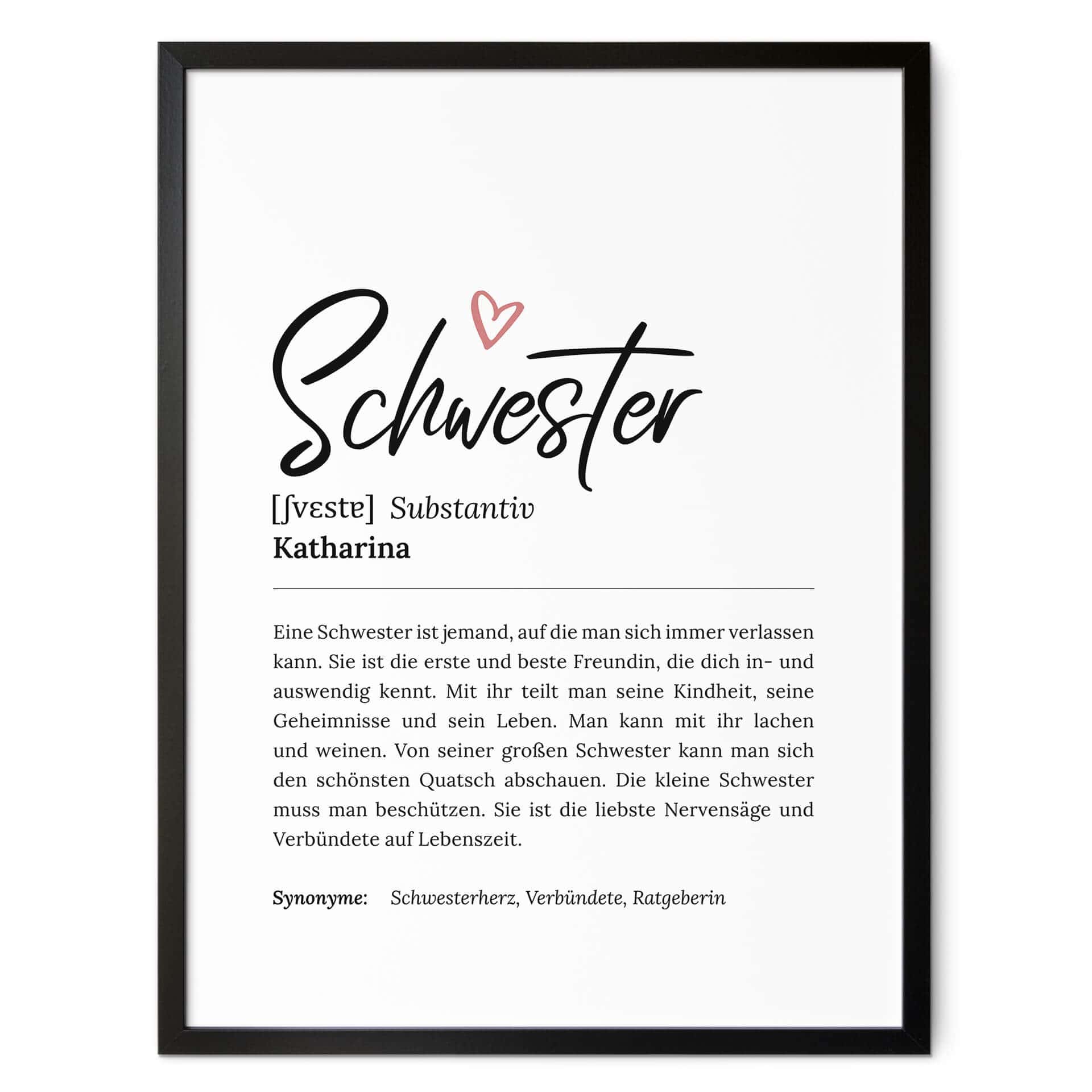 Personalisiertes Poster Definition - Schwester