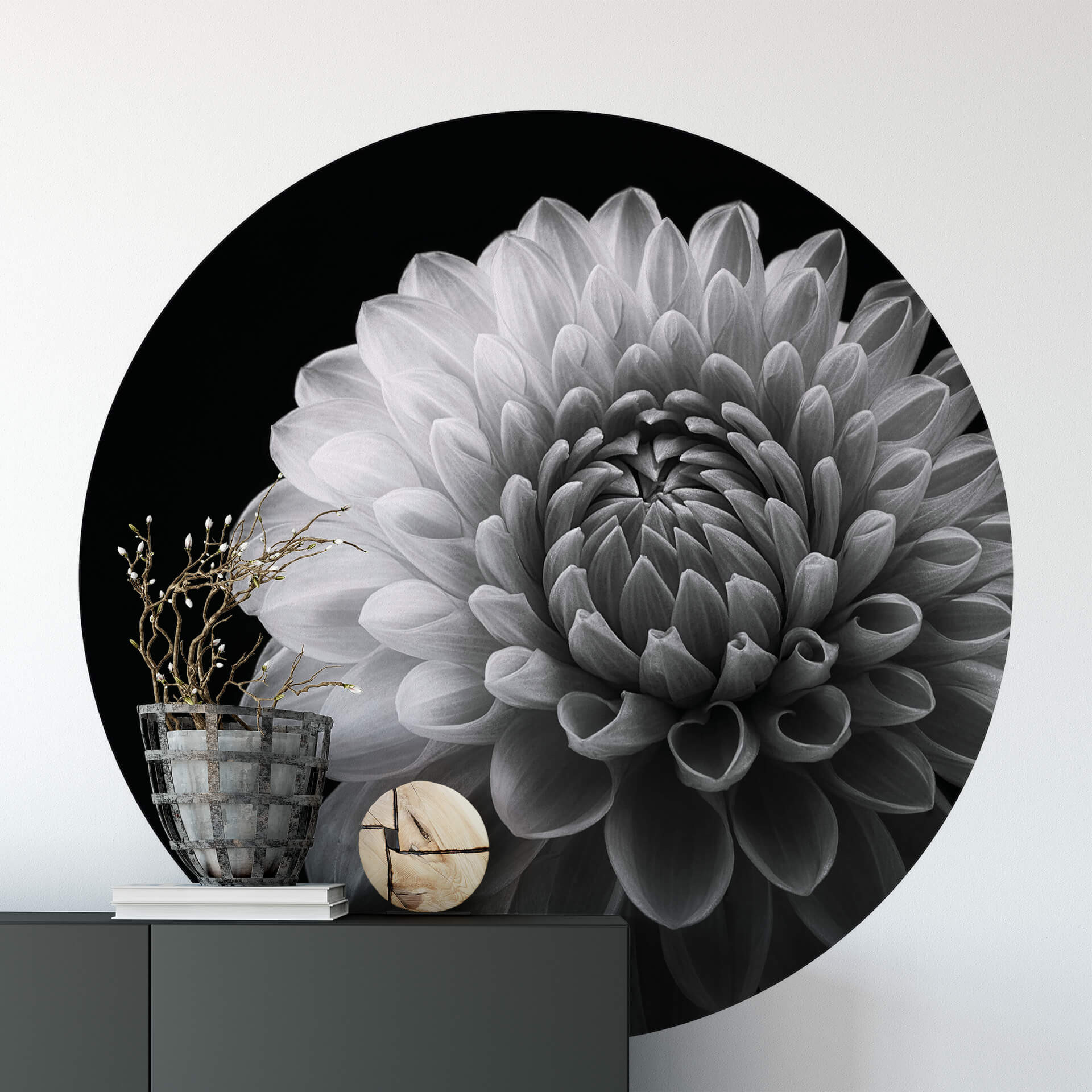 Behangcirkel Grønkjær - Dahlia - vliesbehang/zelfklevend vliesbehang
