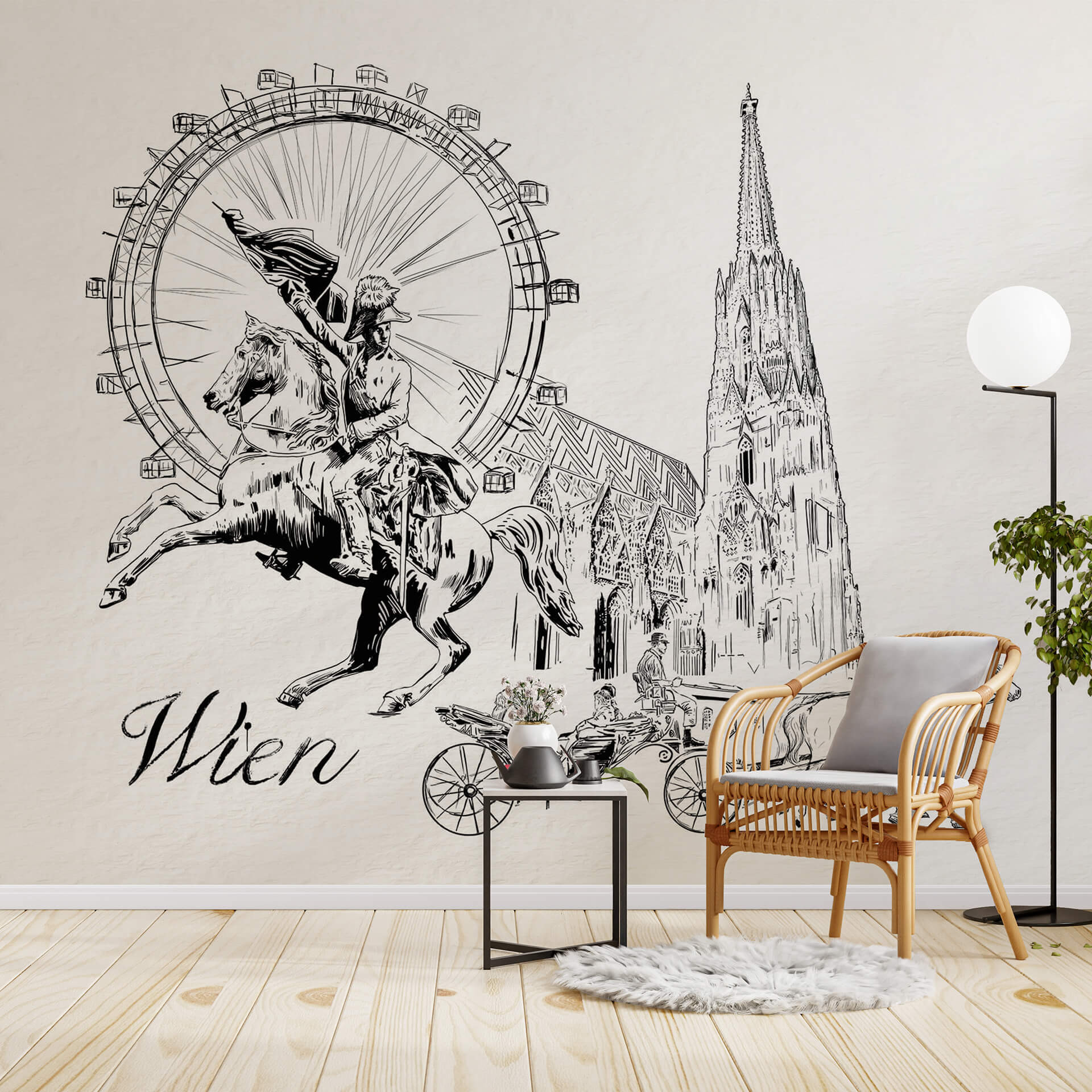 Fotobehang Love your City - Wenen, Oostenrijk - zwart wit