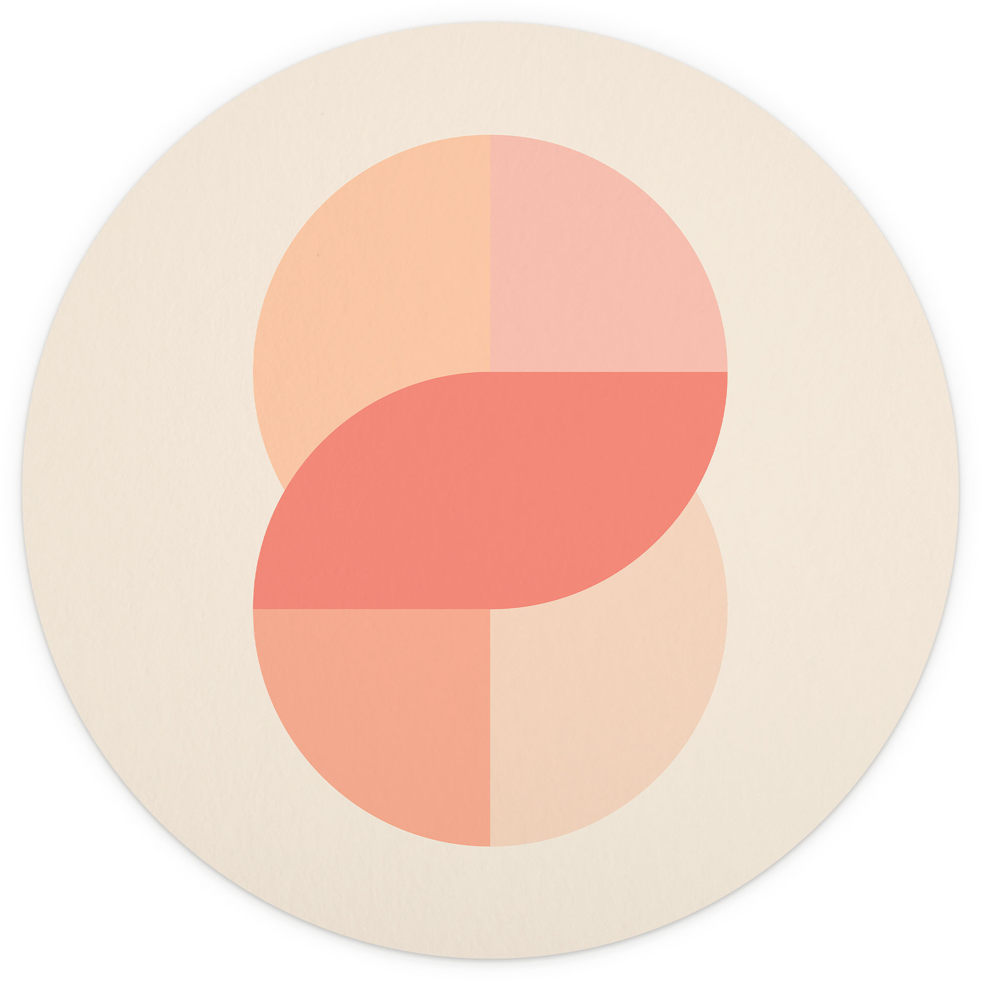 Behangcirkel Geometrische vormen in oranje-roze - 1X Studio - vliesbehang/zelfklevend vliesbehang