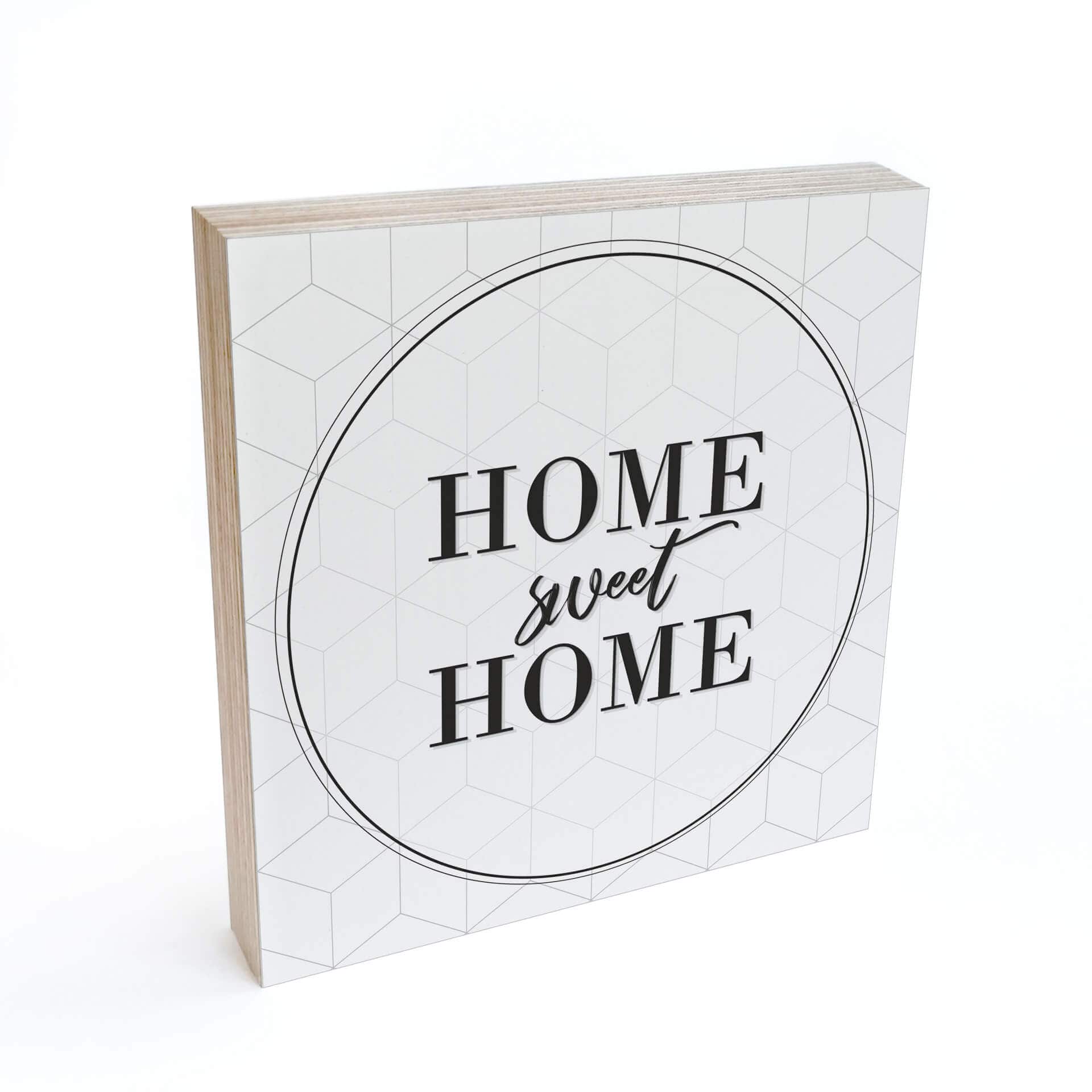 Billede af træ til at sætte op - Home sweet home - 15x15 cm