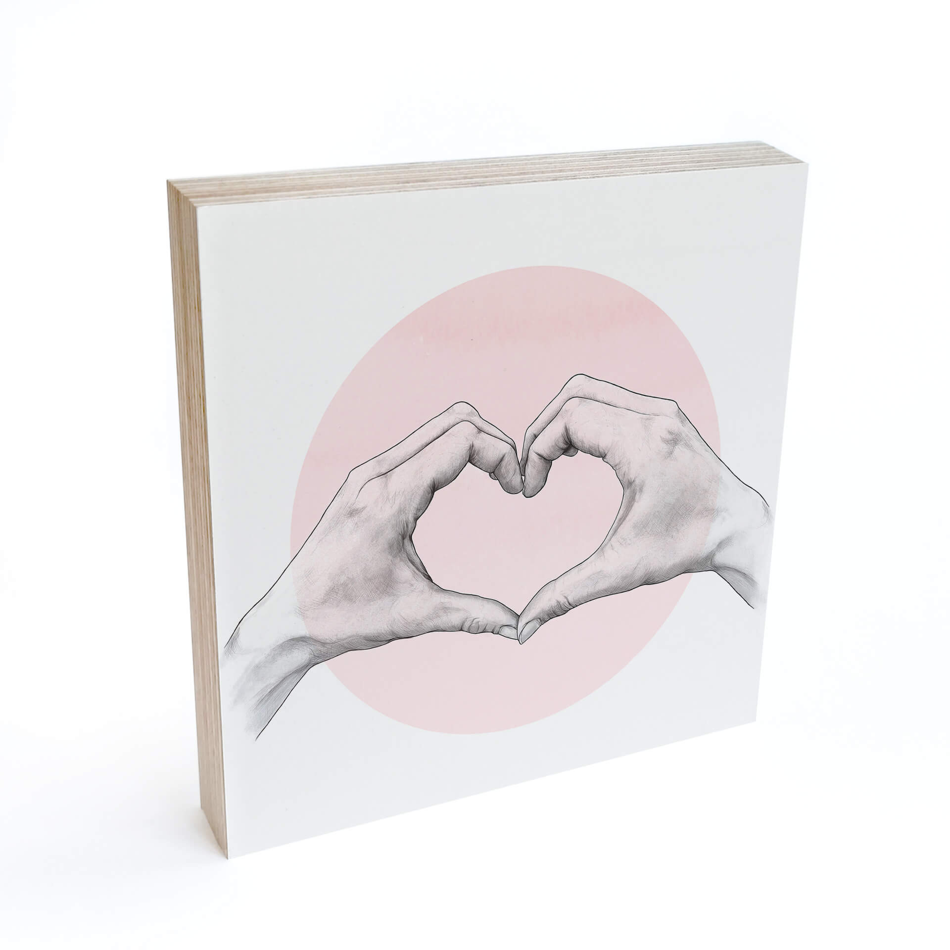 Billede af træ til at sætte op - Graves - Heart in Hand - 15x15 cm