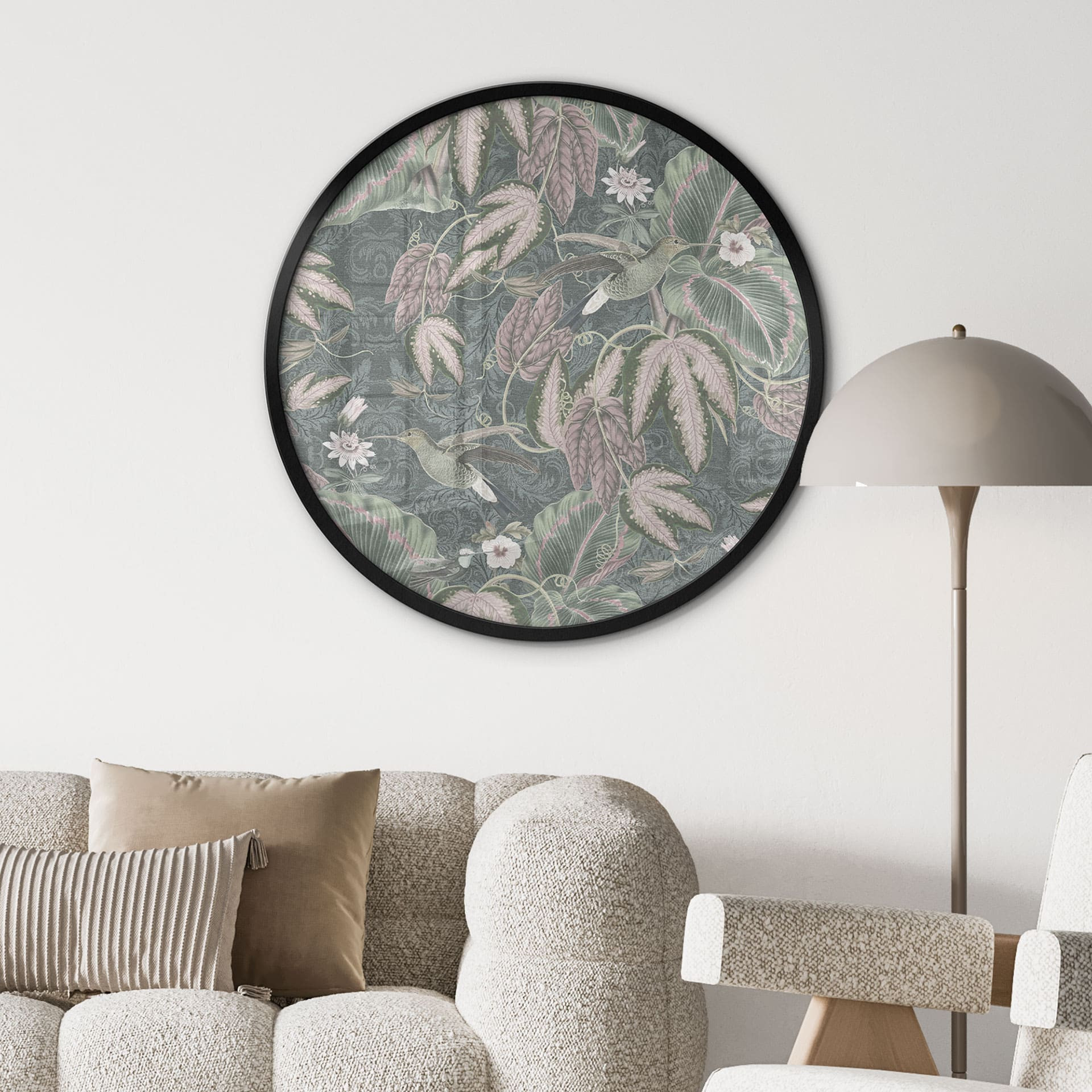 Poster Colibri dans la forêt tropicale - Bloomery Decor - Rond