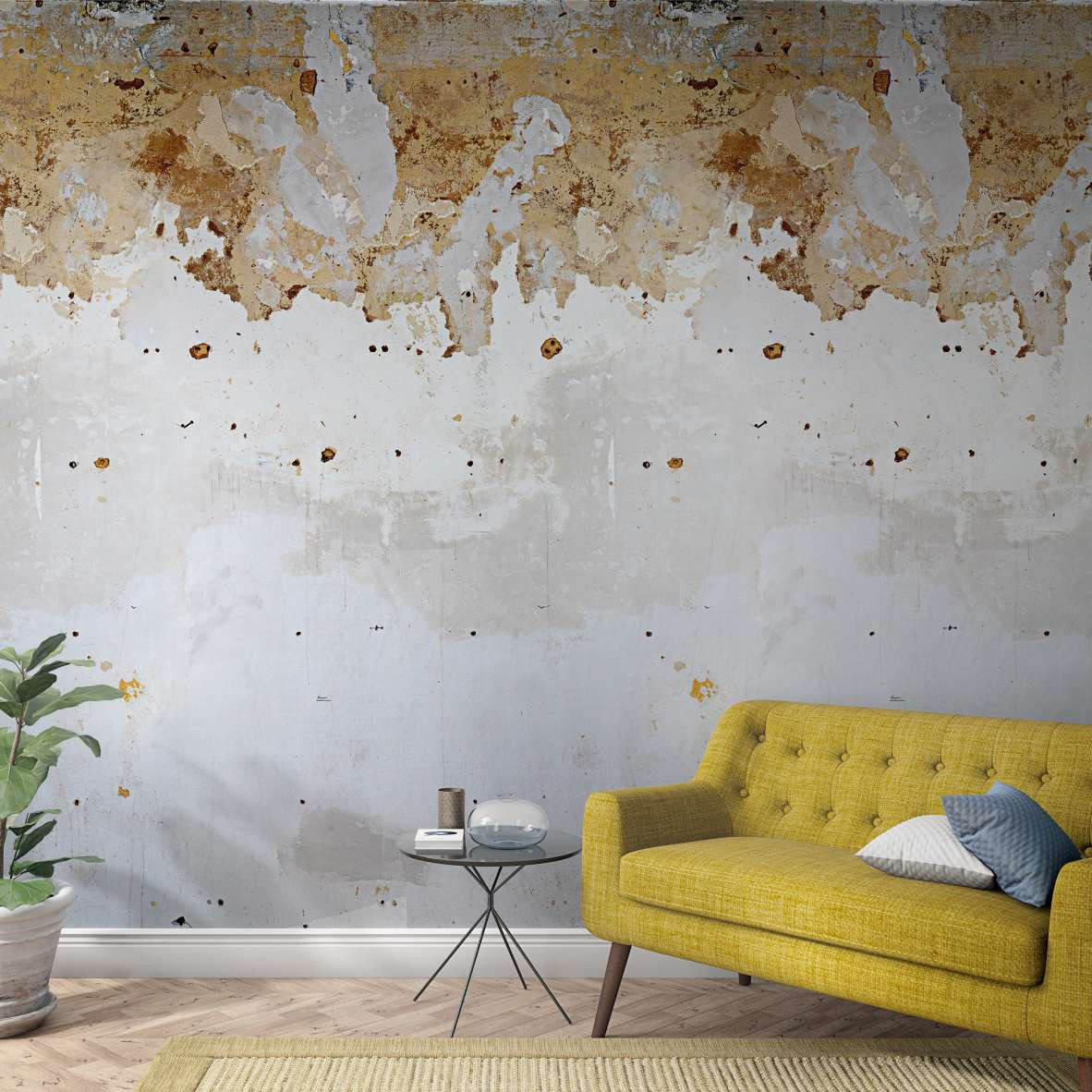 Roestig metaal effect behang Fotobehang Grijs, Steen 2,70 x 1,59 m