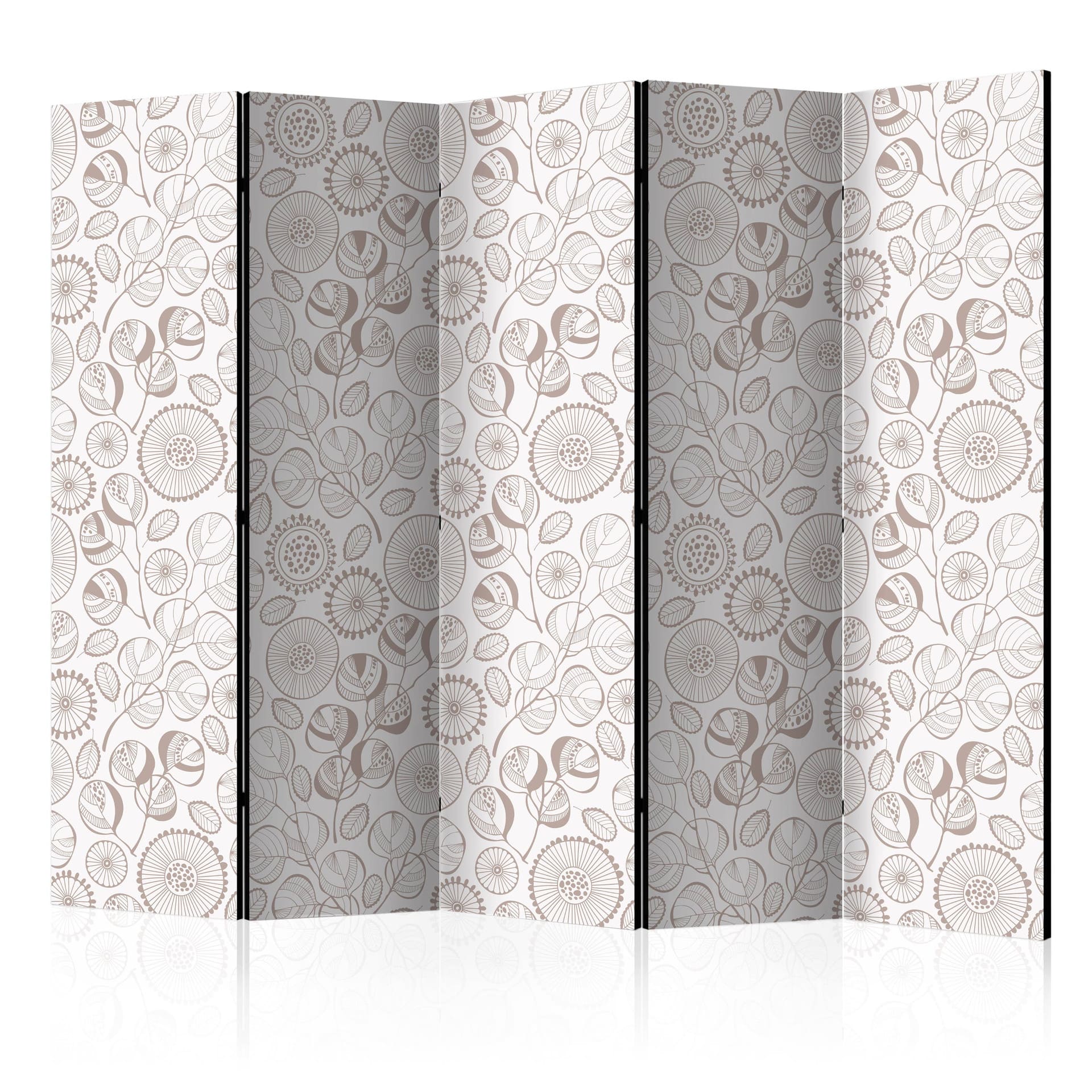Screen room divider - Grene i bevægelse, 5-delt - 225x172 cm