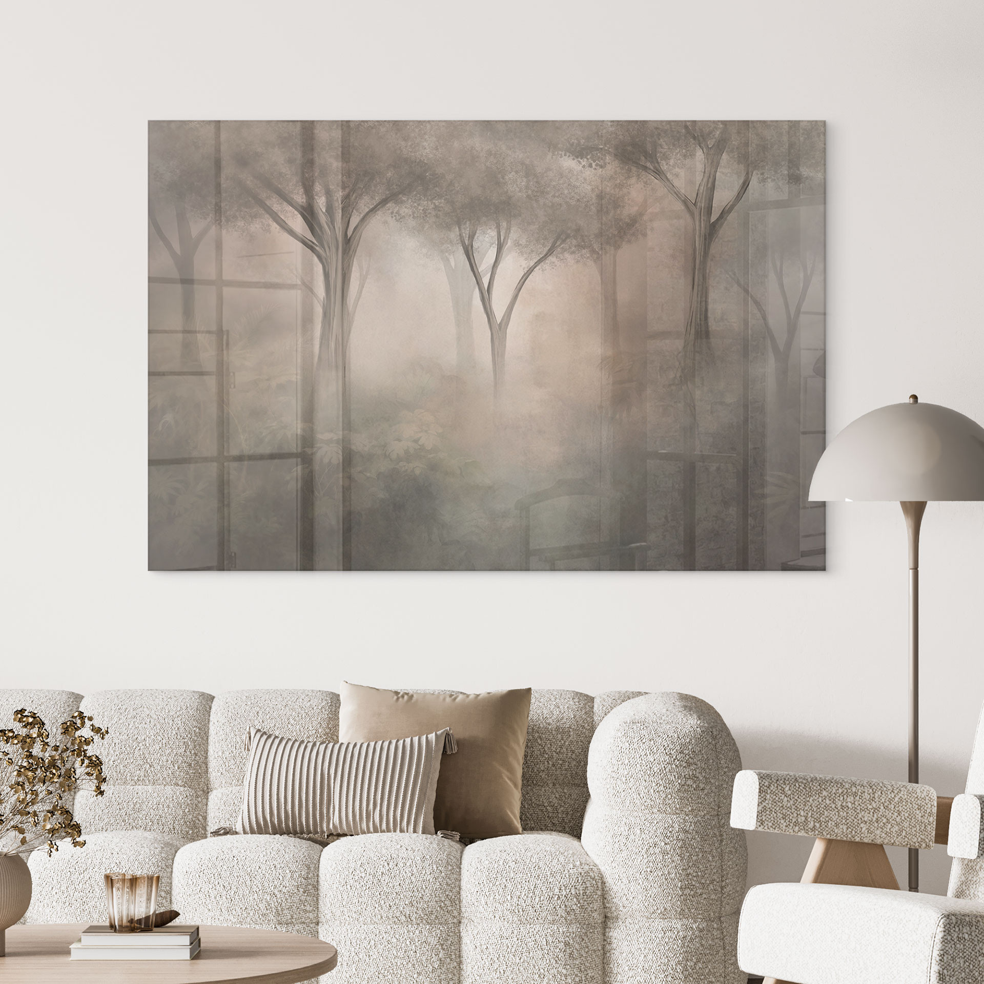 Acrylglas Woudmagie in de ochtendnevel Beige - Ms Tiff