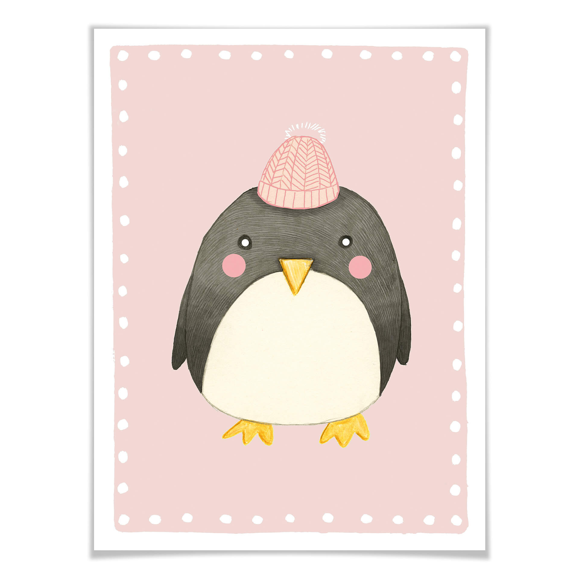 Poster Loske - Pinguin - rosa