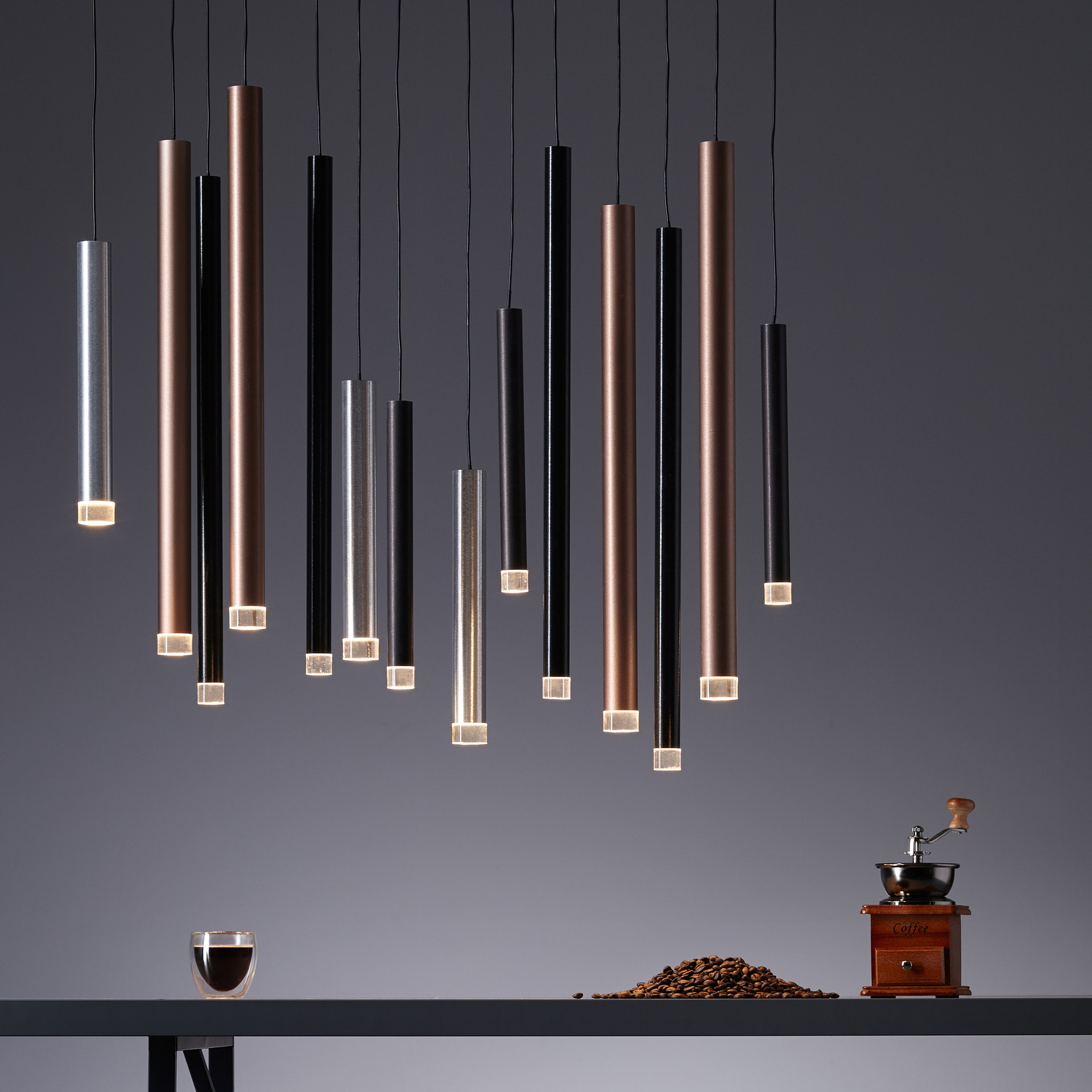 Pendelleuchte Eddy, braun, 180 x 70 cm, Metall Pendelleuchte