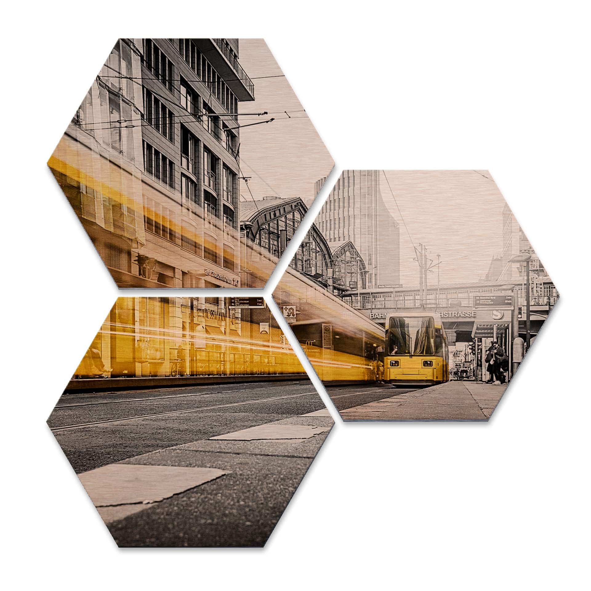 Hexagone - Alu-Dibond-Effet cuivré - Berlin Friedrichstrasse 02 (Set de 3)