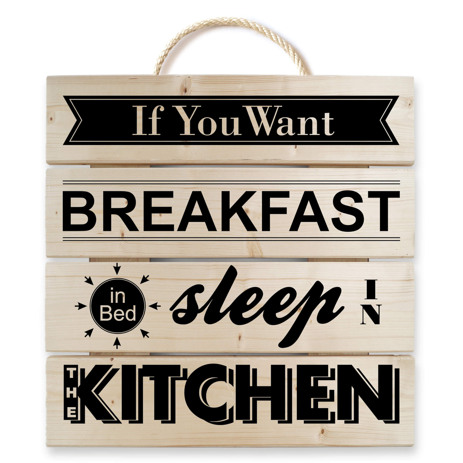 Obraz drewniany If you want Breakfast - czarny - 40x41,5 cm